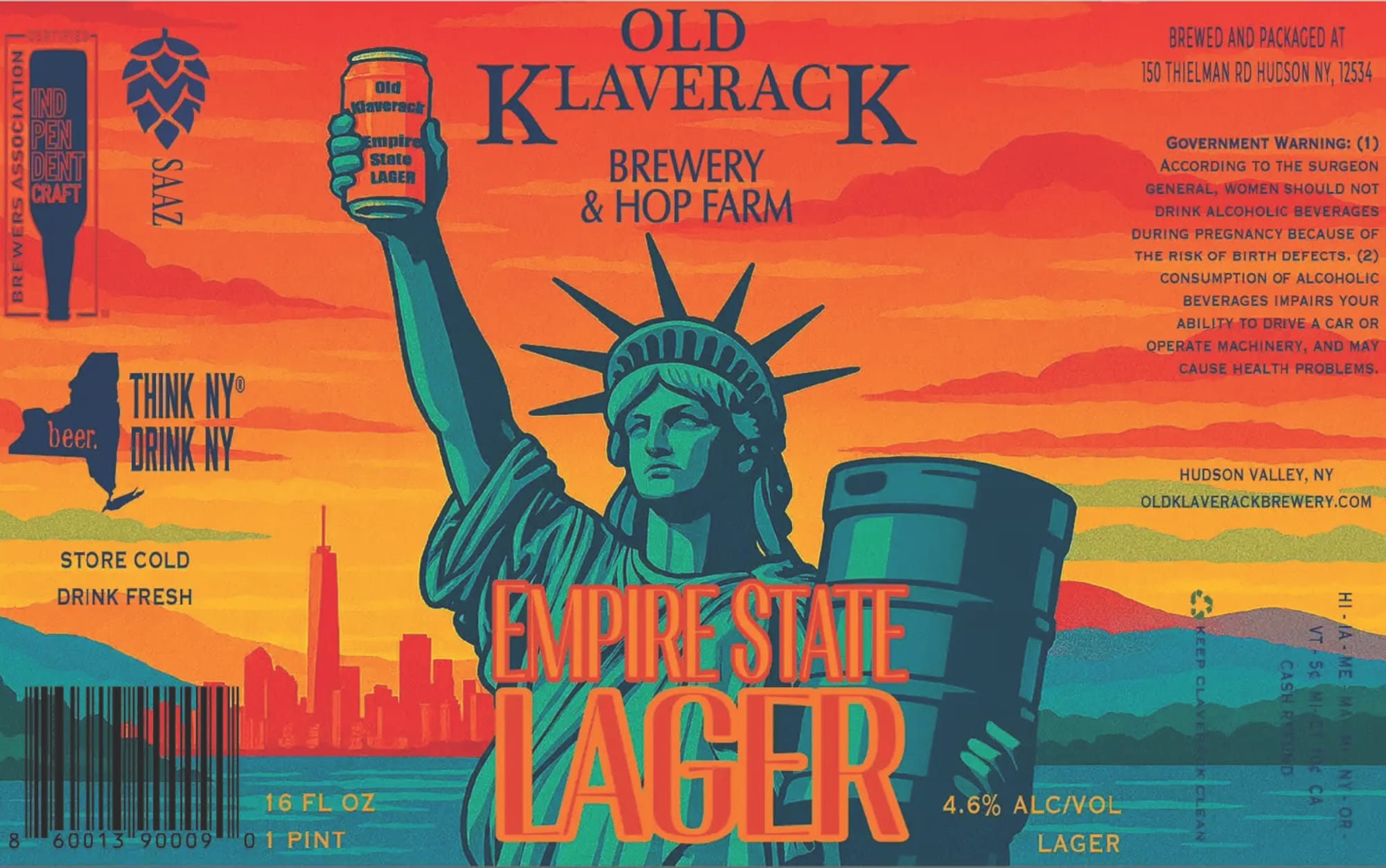Empire State Lager by Old Klaverack Brewery & Hop Farm - beer label