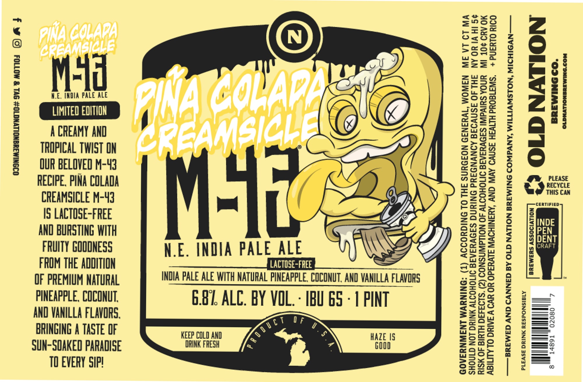 Piña Colada M-56 by Old Nation Brewing Co. - beer label
