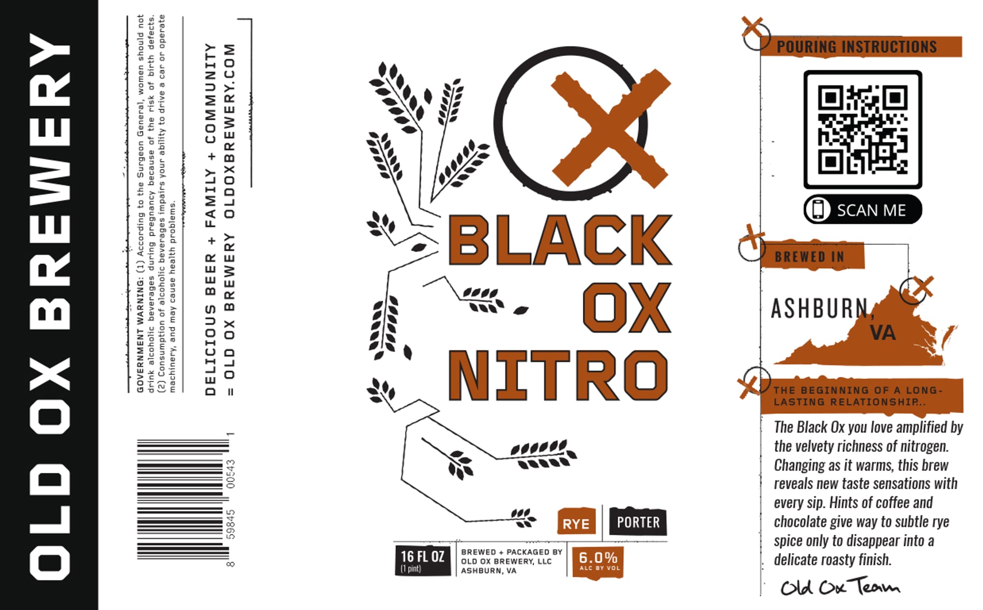 Black Ox Nitro by Old Ox Brewery - beer label