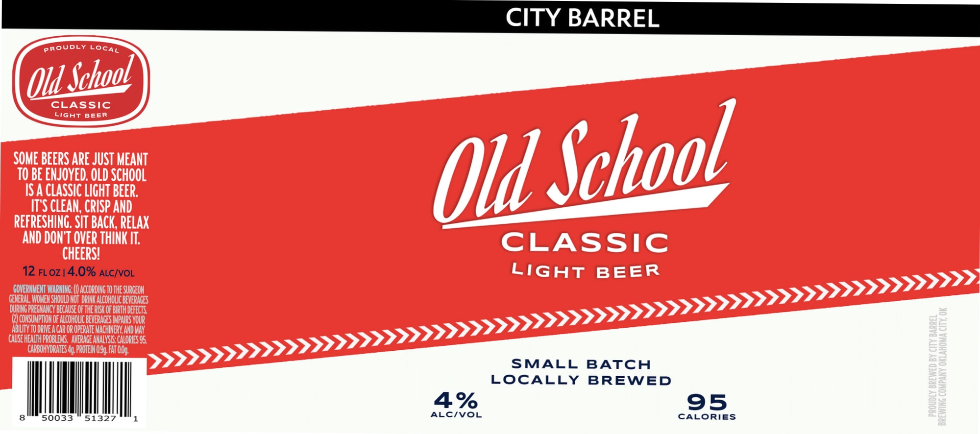 Old School Classic Light Beer by City Barrel Brewing Company - beer label