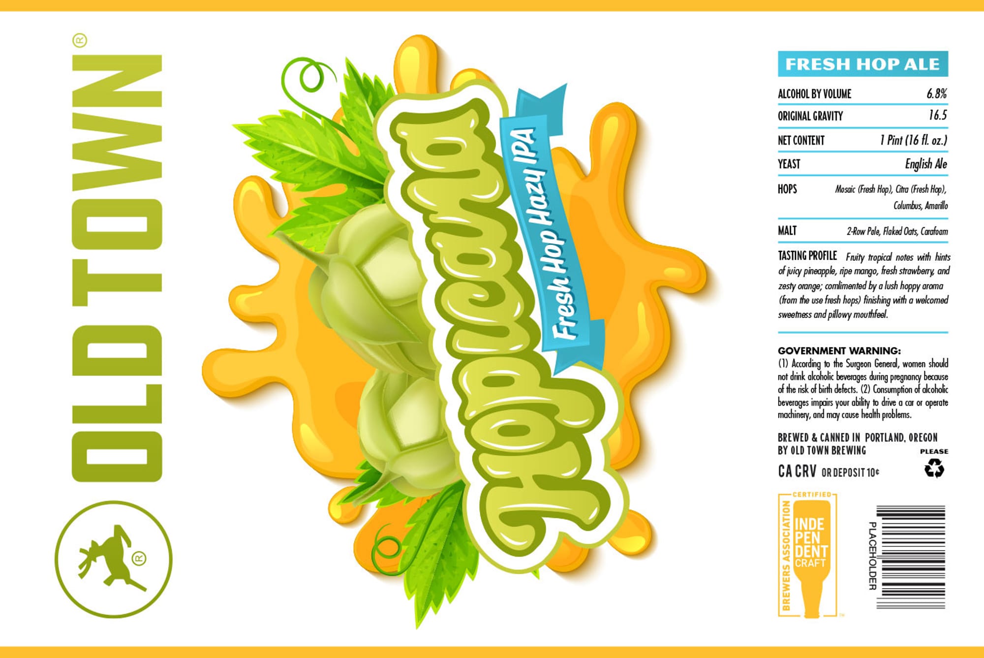 Blowin’ Foam Fresh Hop IPA by Old Town Brewing - beer label