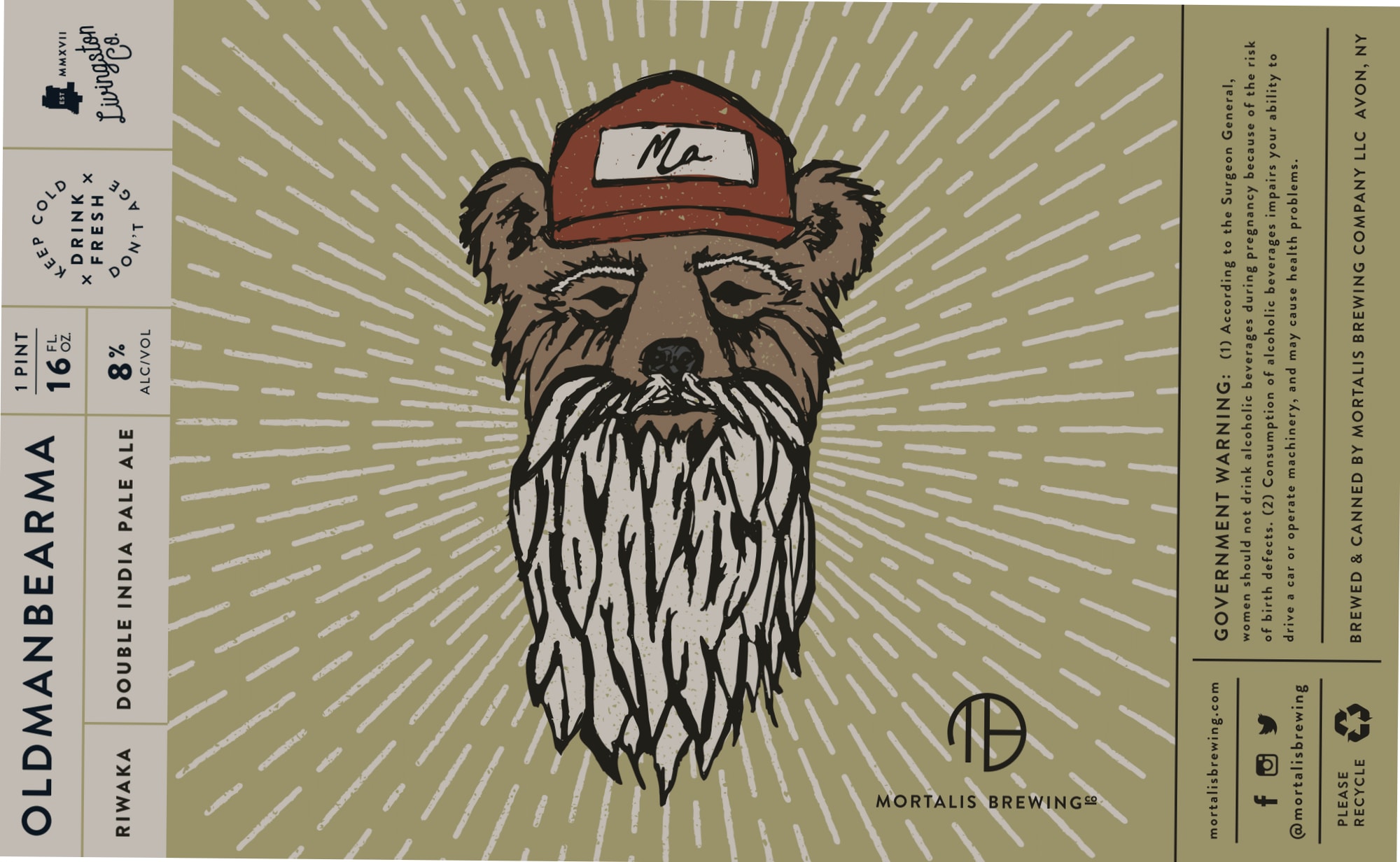 Oldmanbea Riwaaka DIPA by Mortalis Brewing - beer label