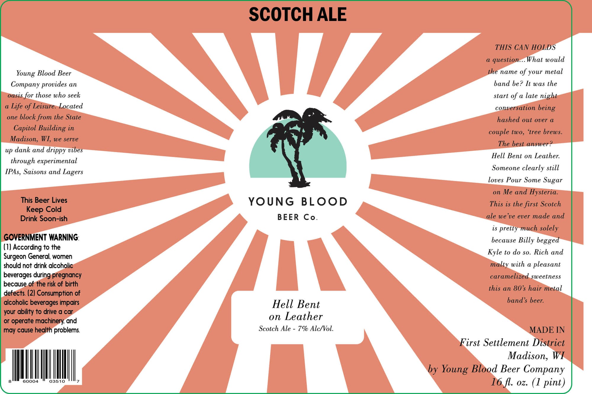 Hell Bent on Leather by Young Blood Beer Co. - beer label