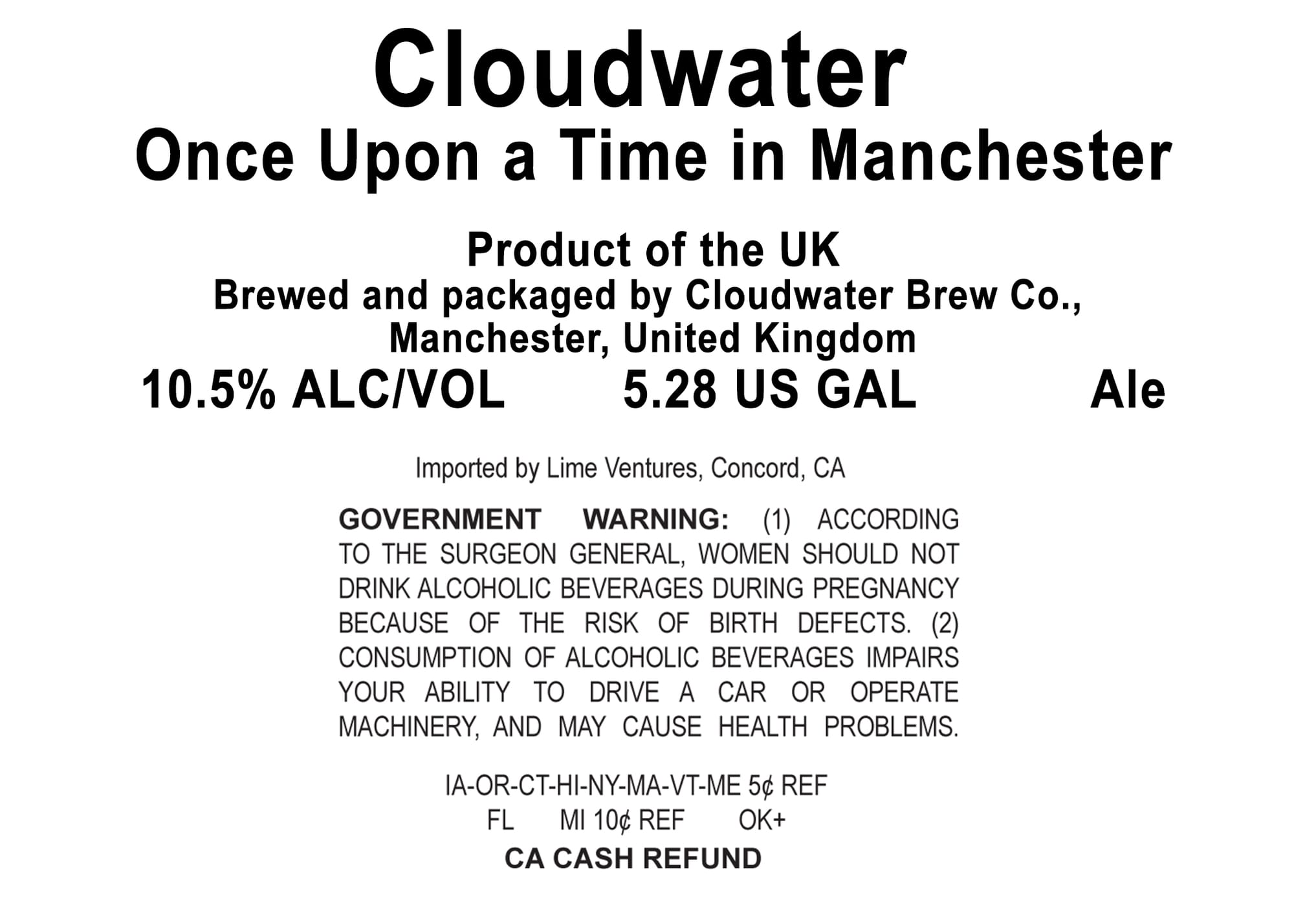 ONCE UPON A TIME IN MANCHESTER by CLOUDWATER - beer label