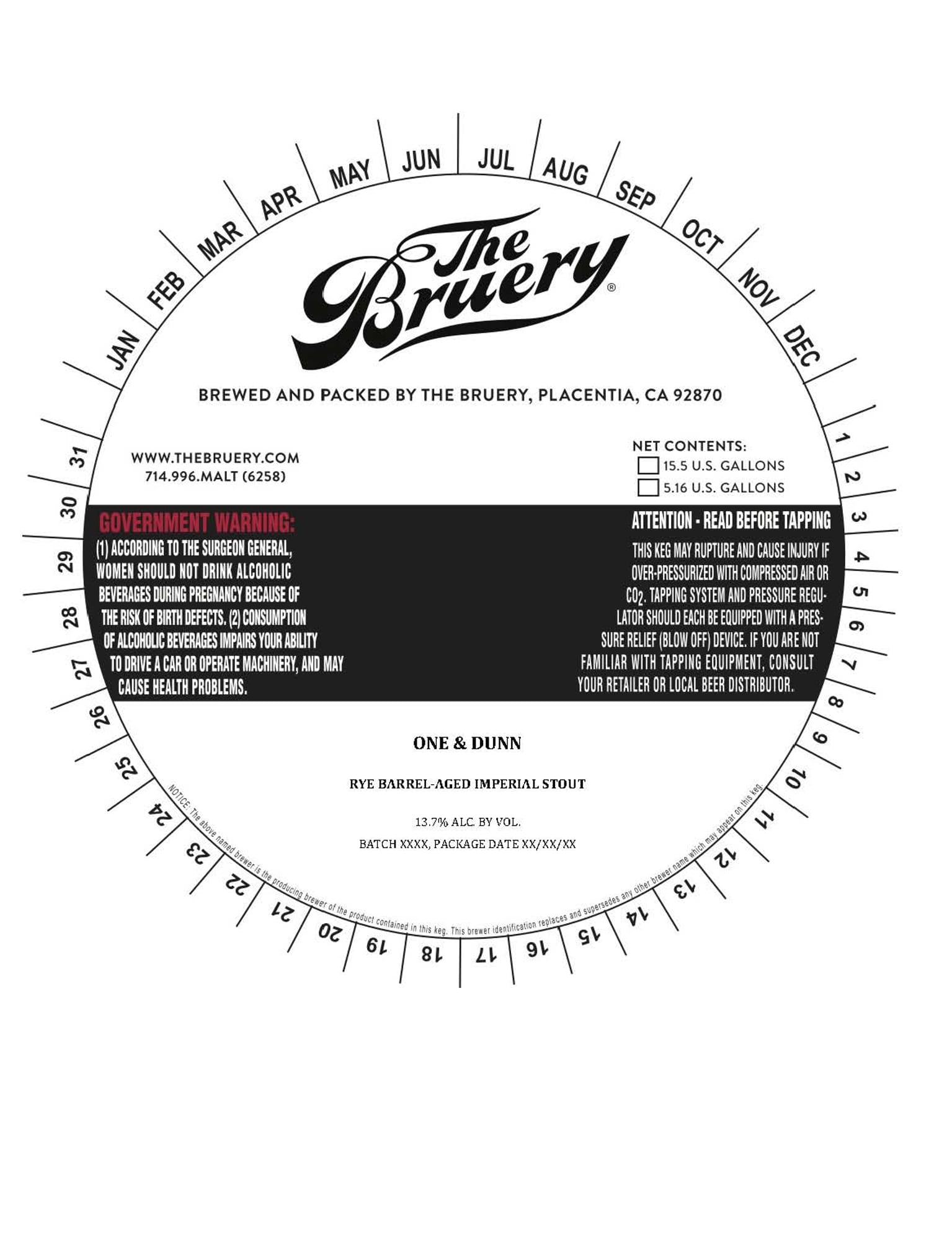 One & Dunn by The Bruery - beer label