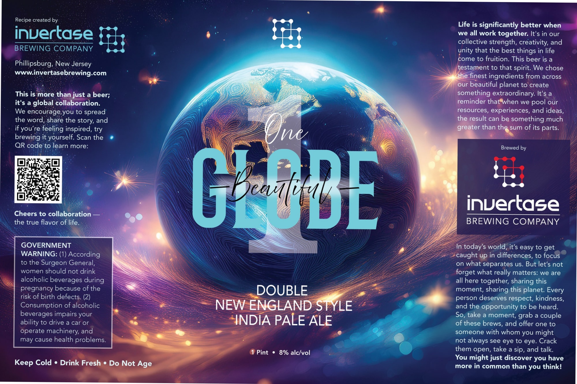 One Globe by Invertase Brewing Company - beer label