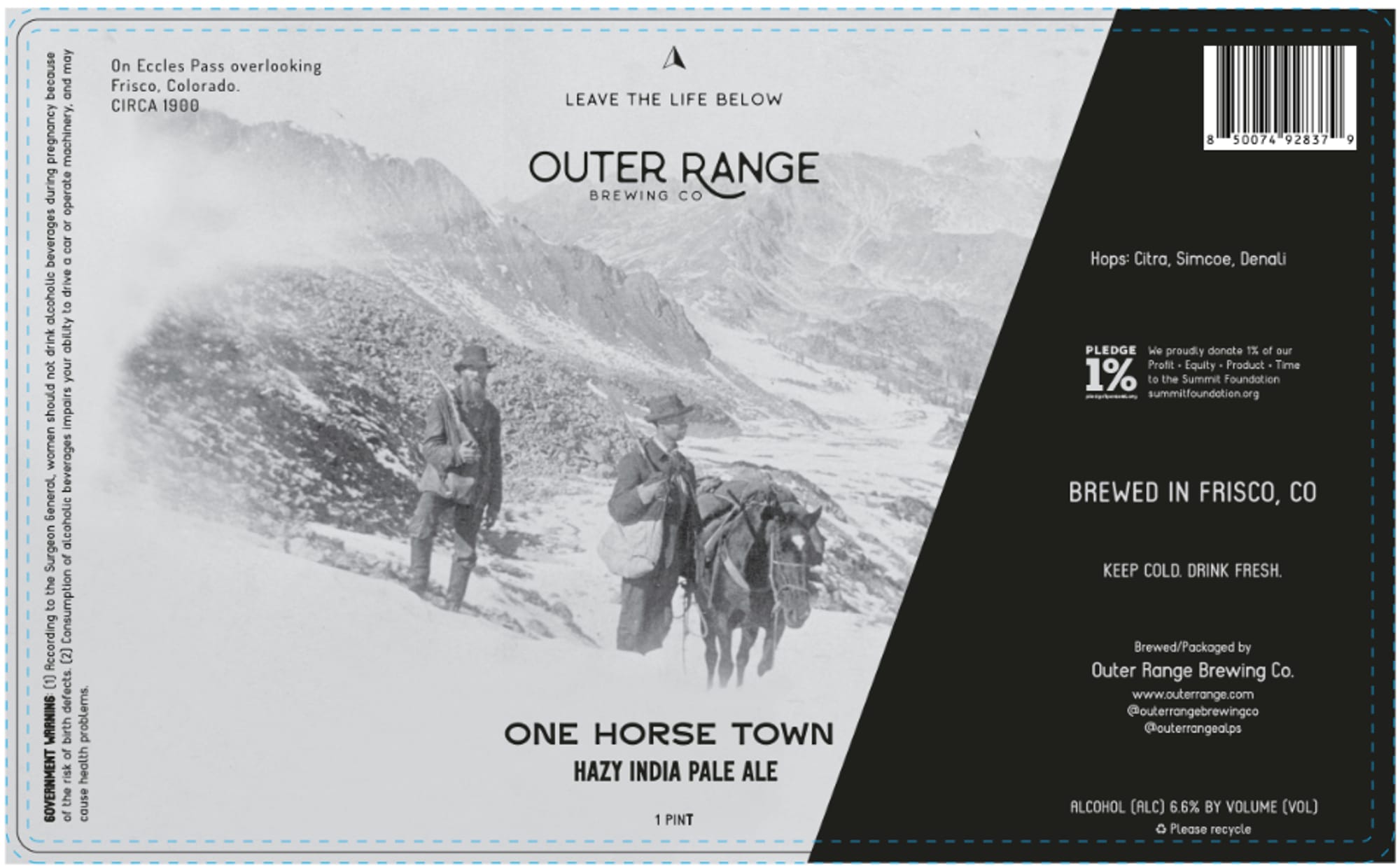 One Horse Town by Outer Range Brewing Co. - beer label
