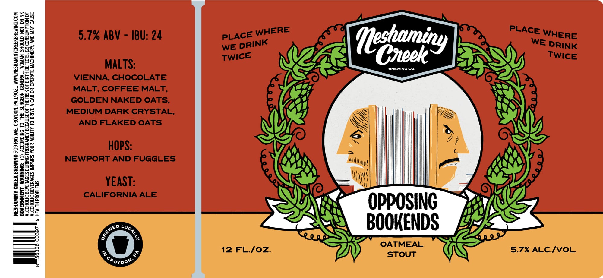 Opposing Bookends by Neshaminy Creek Brewing Co. - beer label