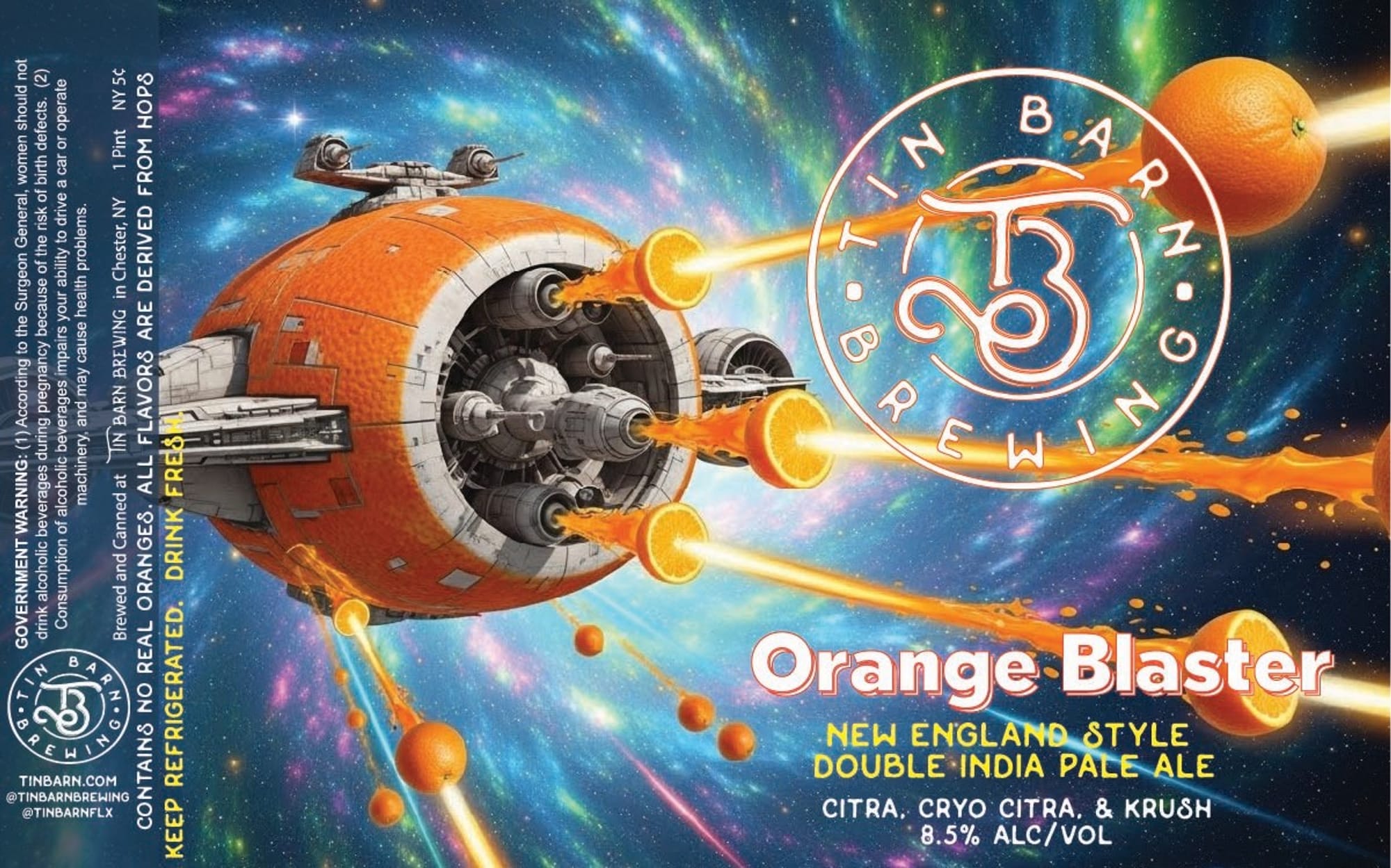 Orange Blaster by Tin Barn Brewing - beer label