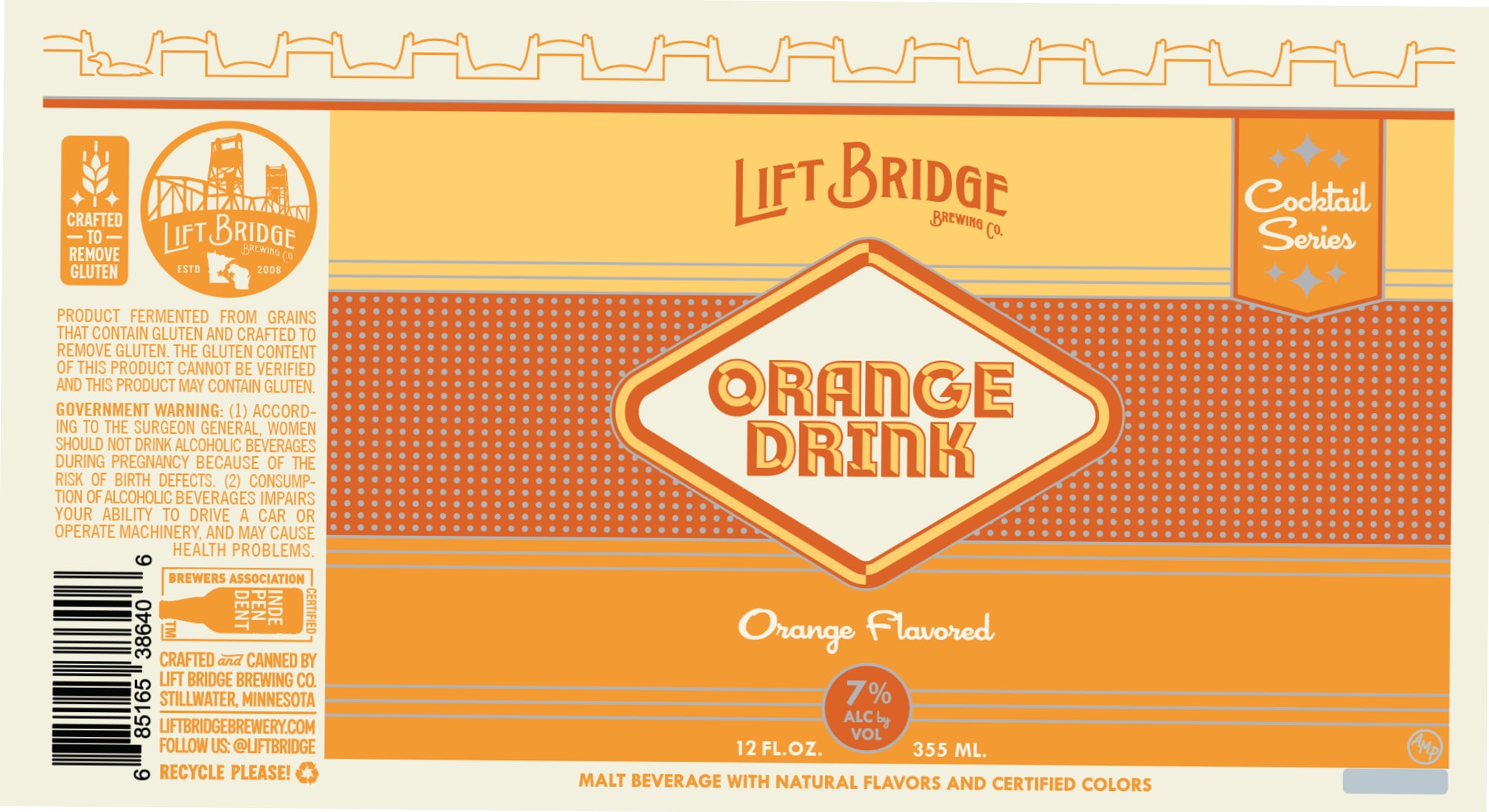 Orange Drink by Lift Bridge Brewing Co. - beer label
