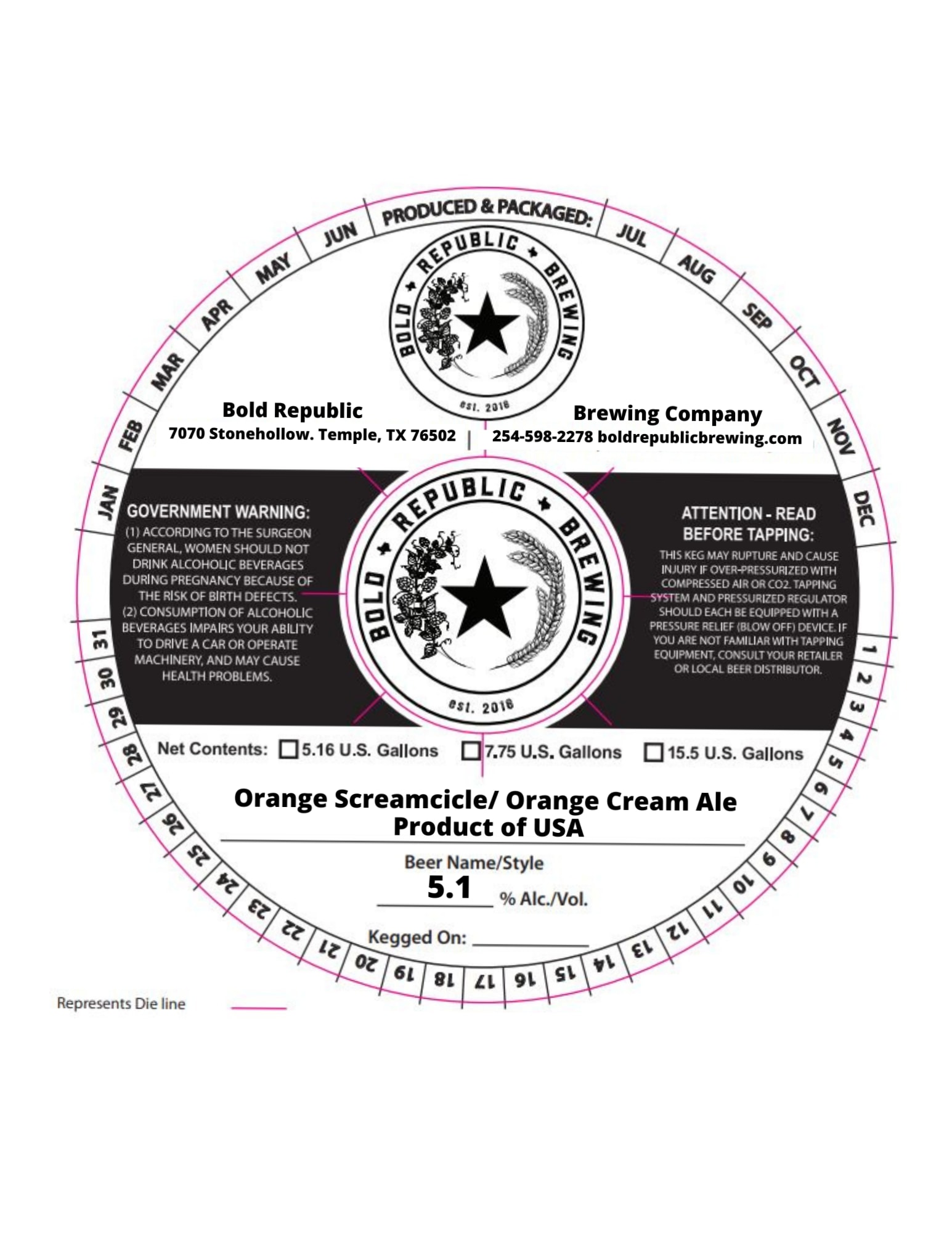 Orange Screamicicle/Orange Cream Ale by Bold Republic Brewing Company - beer label