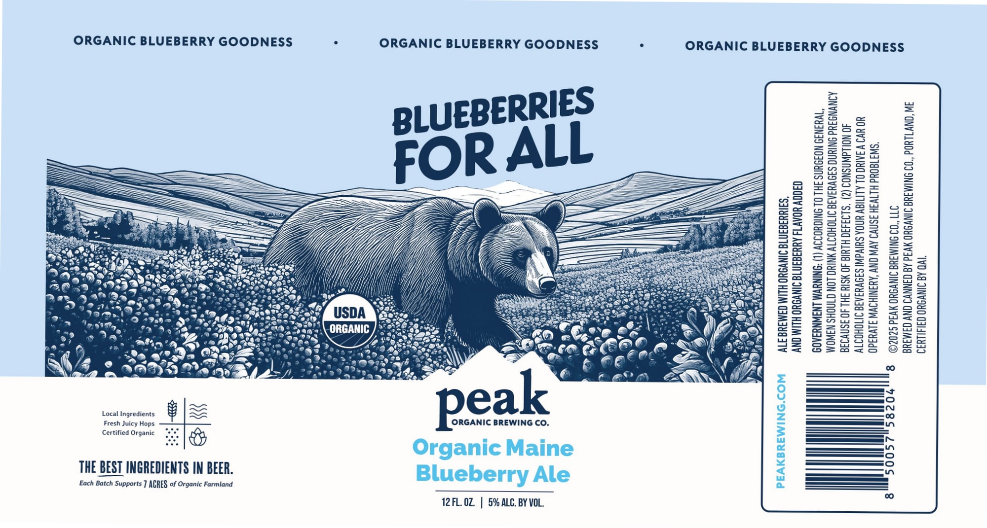 Organic Maine Blueberry Ale by Peak Organic Brewing Co. - beer label
