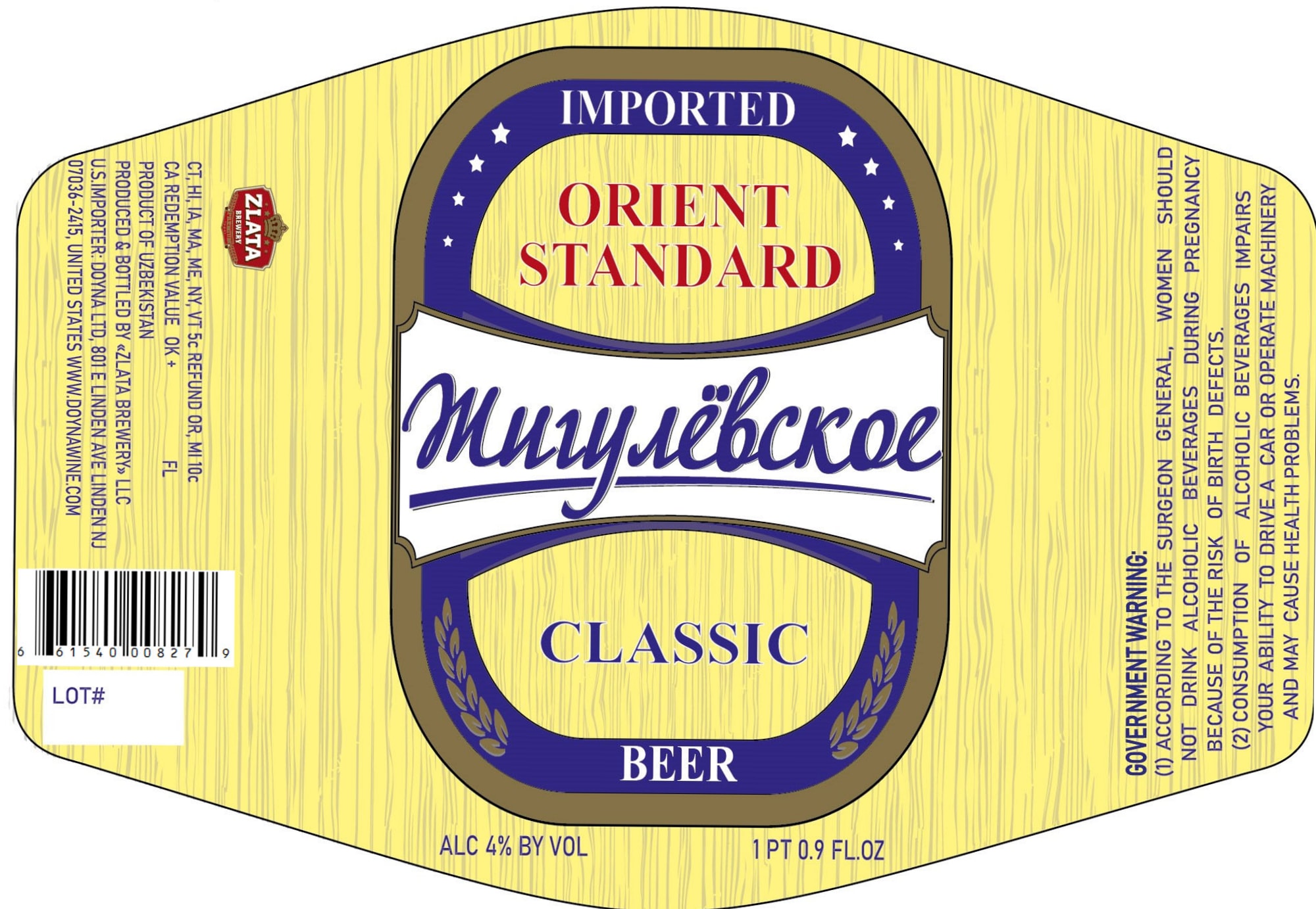 Orient Standard Classic by Zlata Brewery - beer label