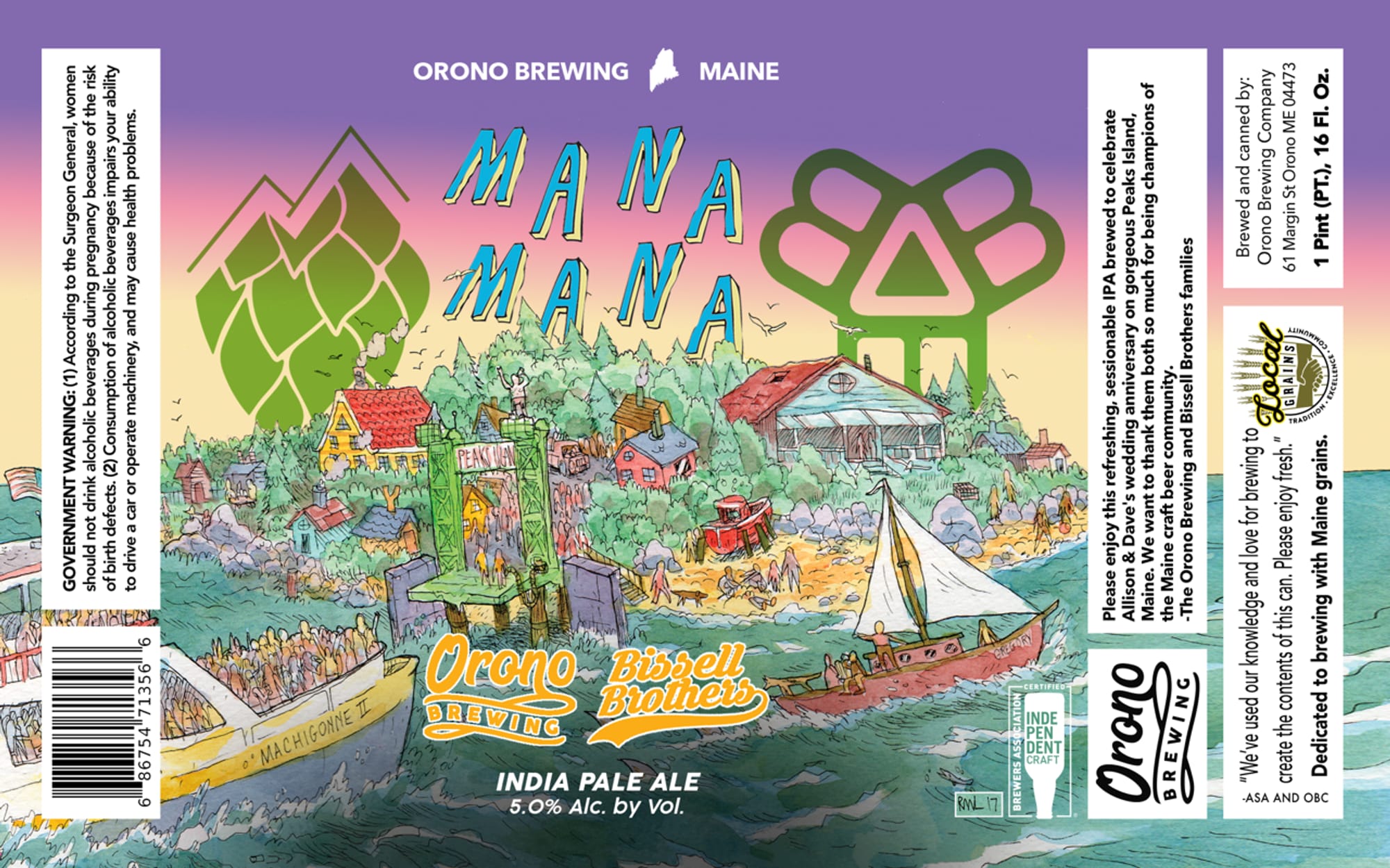 Mana Mana by Orono Brewing Company - beer label