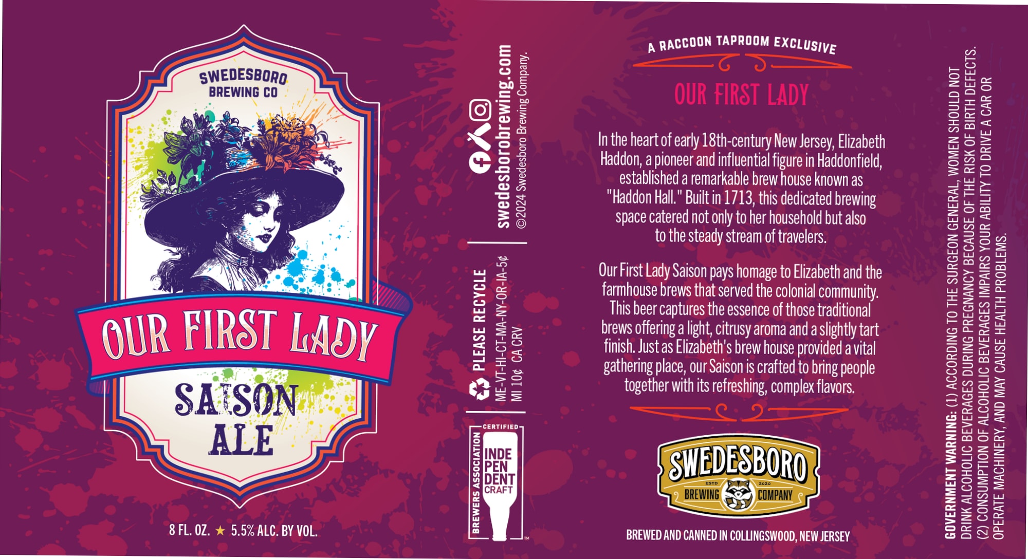 Our First Lady Saison Ale by Swedesboro Brewing Company - beer label