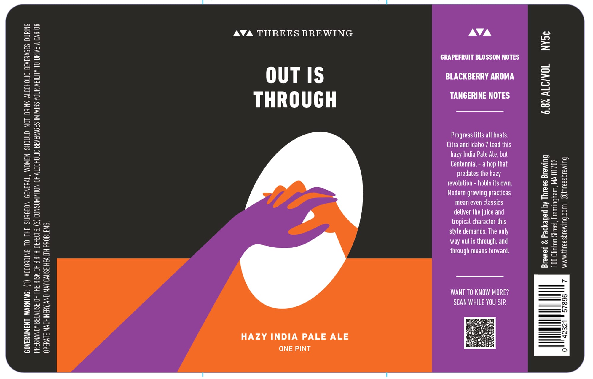 Out Is Through by Three Brewing - beer label