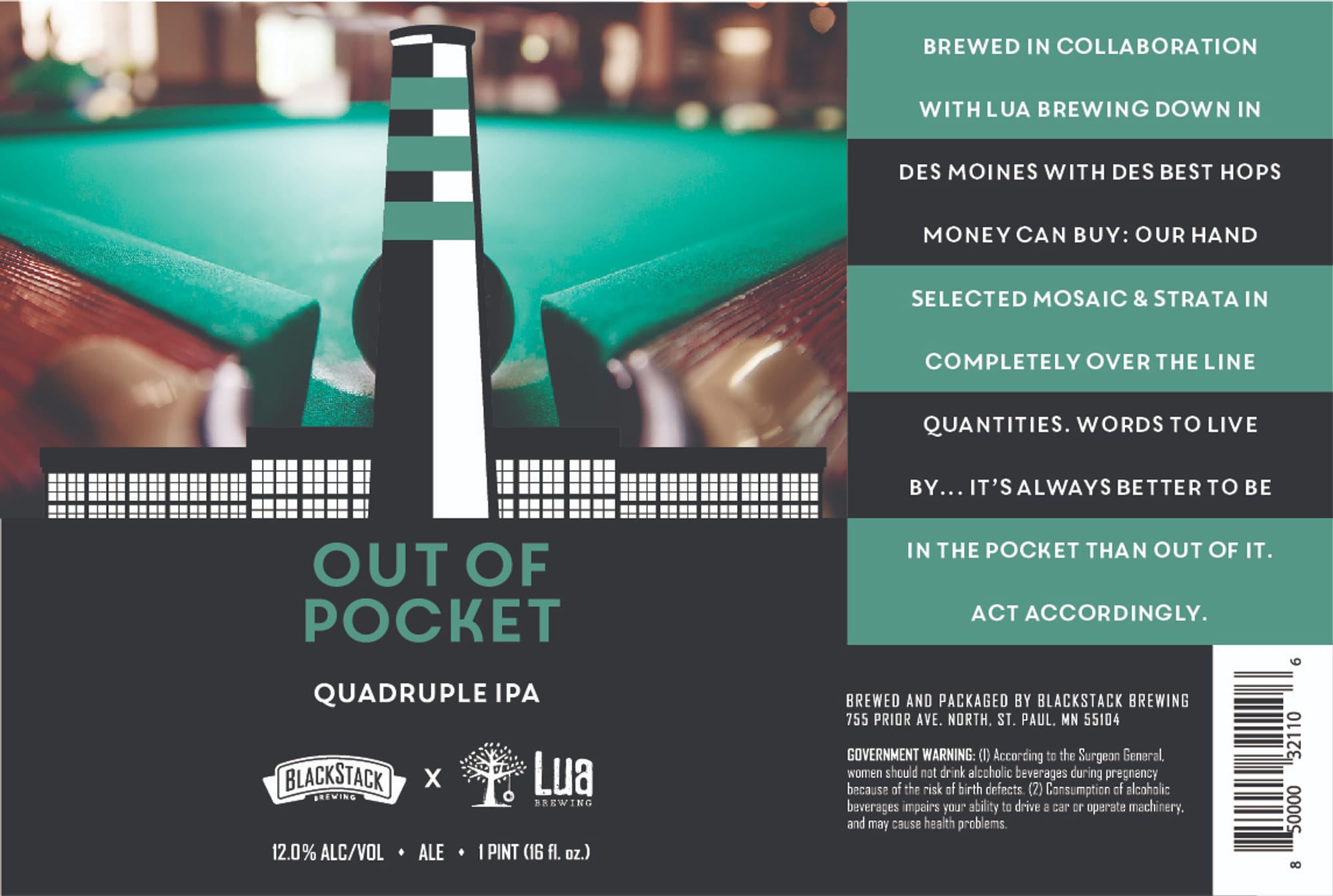 Out of Pocket by Blackstack Brewing x Lua Brewing - beer label