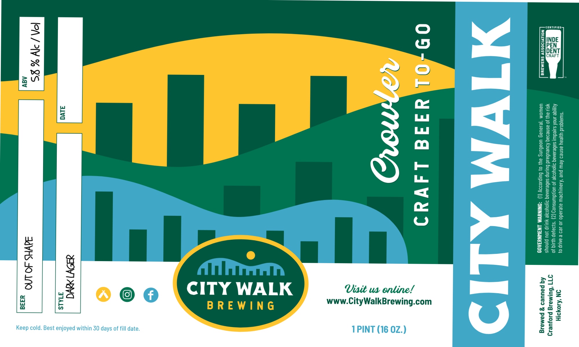 Out of Shape by City Walk Brewing - beer label
