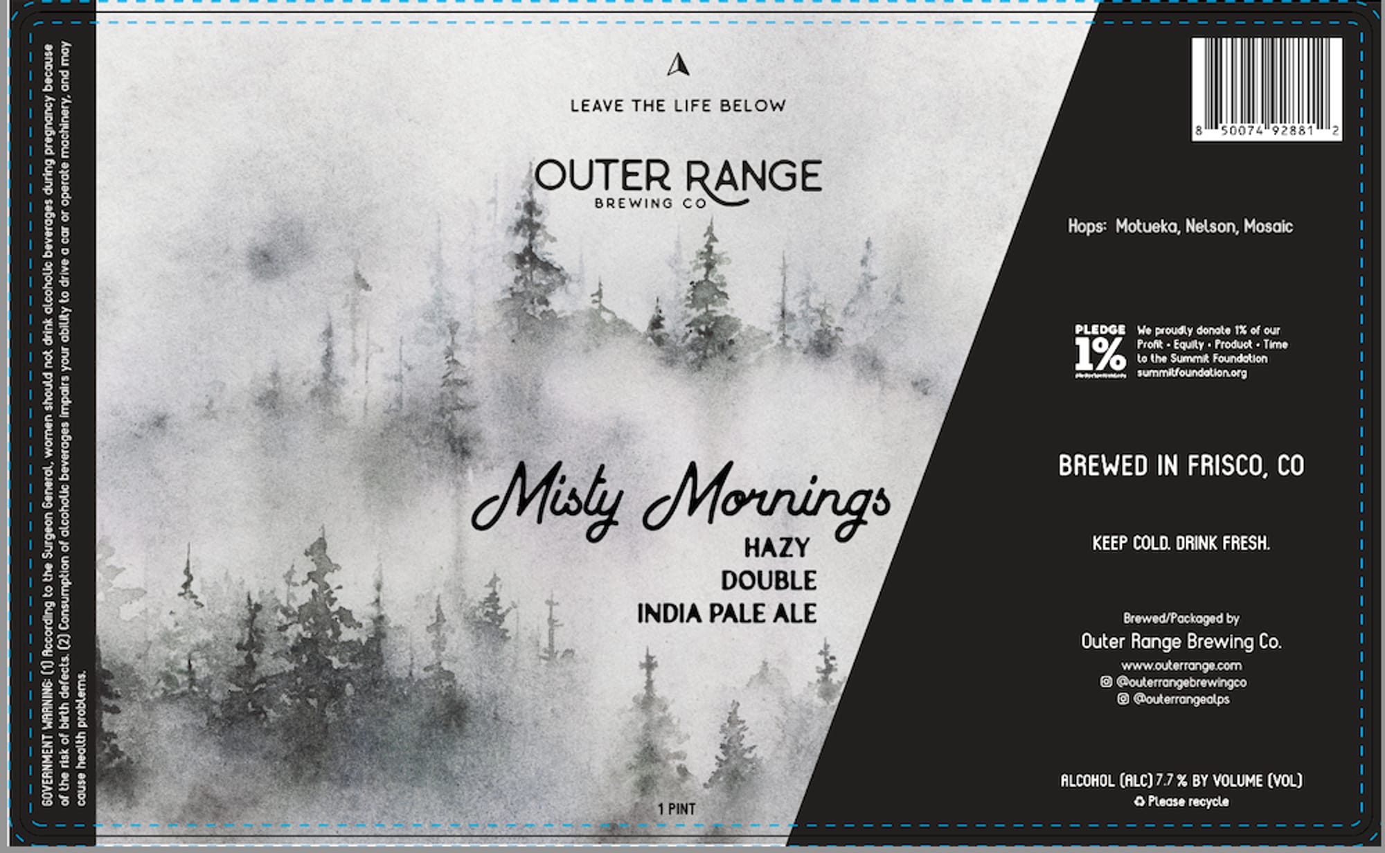 Misty Mornings by Outer Range Brewing Co. - beer label