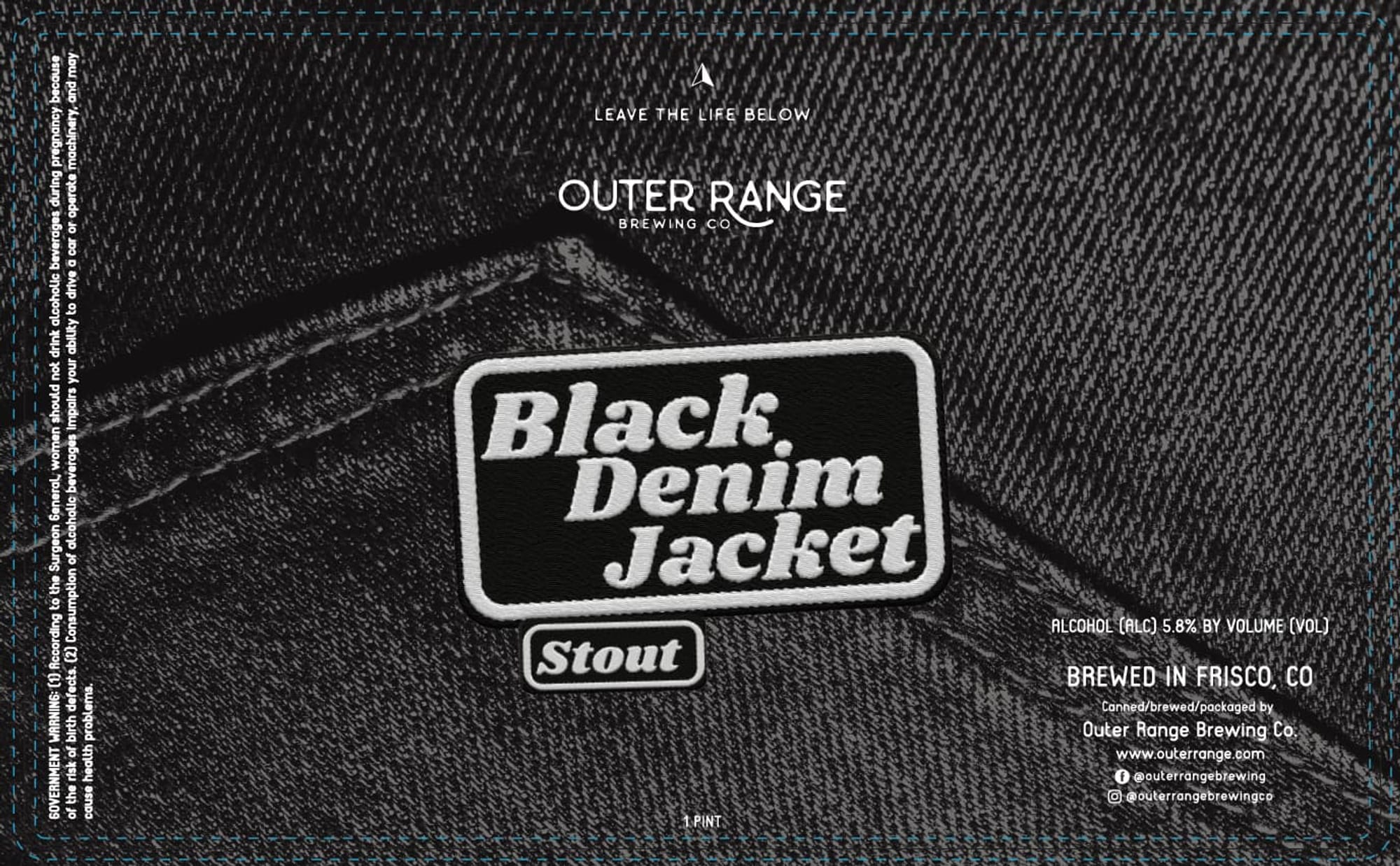 Black Denim Jacket by Outer Range Brewing Co. - beer label