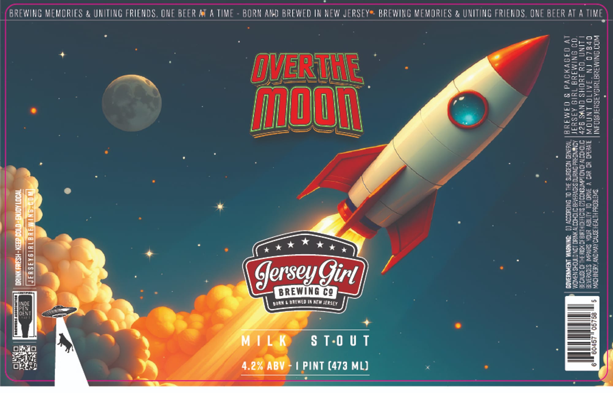 Over the Moon by Jersey Girl Brewing Co. - beer label