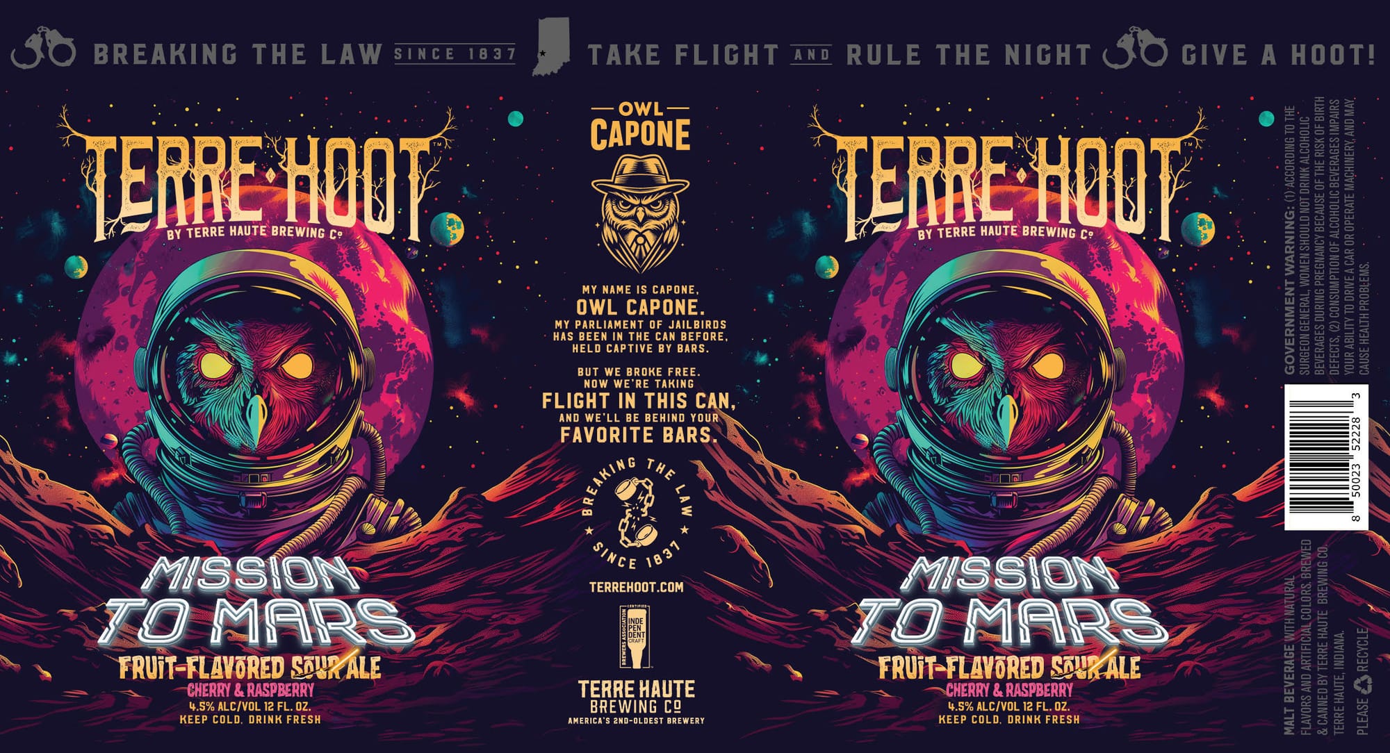 Owl Capone Terre-Hoot by Terre Haute Brewing Co. - beer label