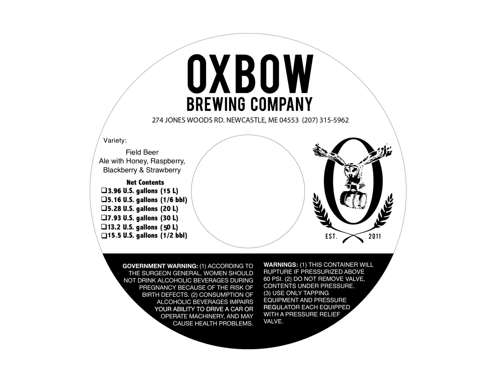 Field Beer by Oxbow Brewing Company - beer label
