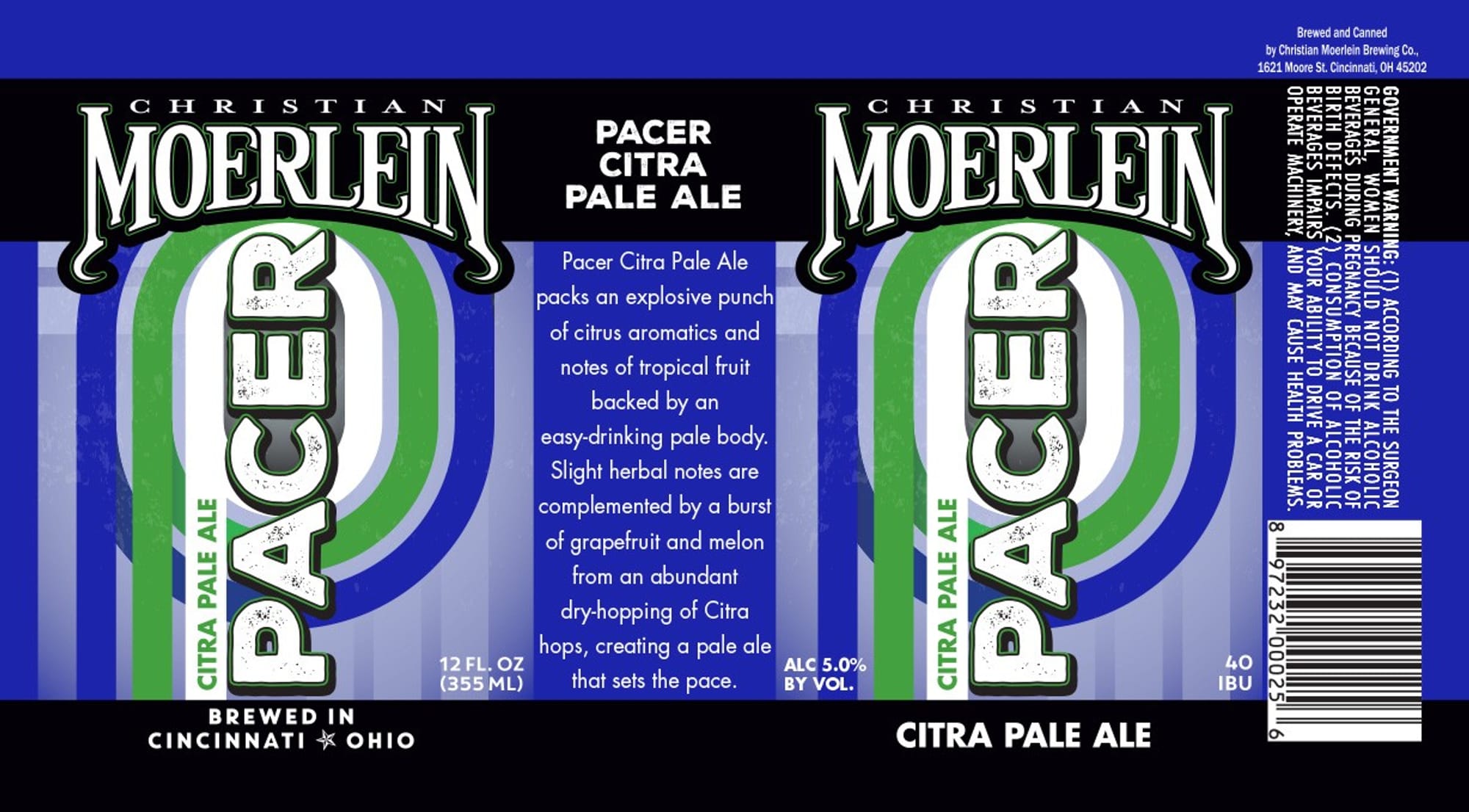 Pacer Citra Pale Ale by Christian Moerlein Brewing Co. - beer label