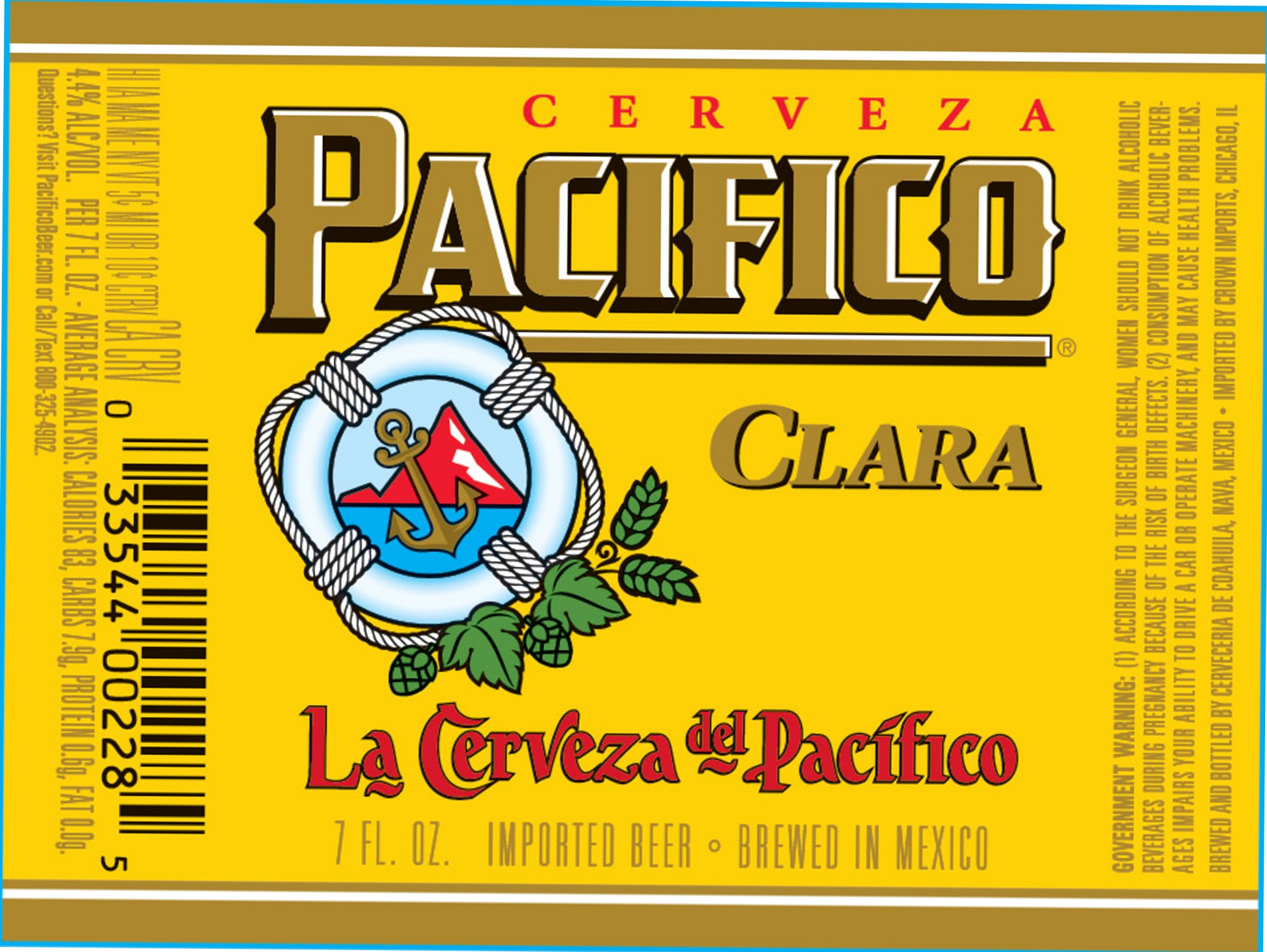 Pacífico Clara by Cerveza Pacífico - beer label