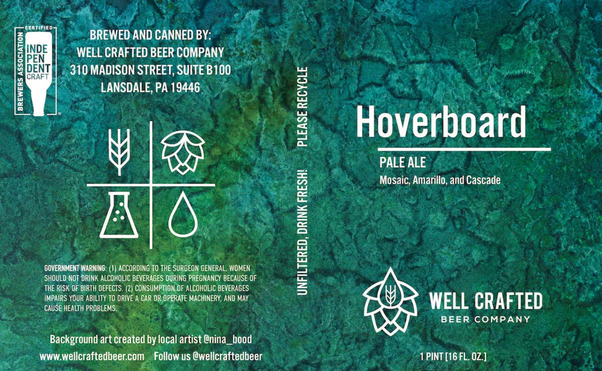 Hoverboard Pale Ale by Well Crafted Beer Company - beer label