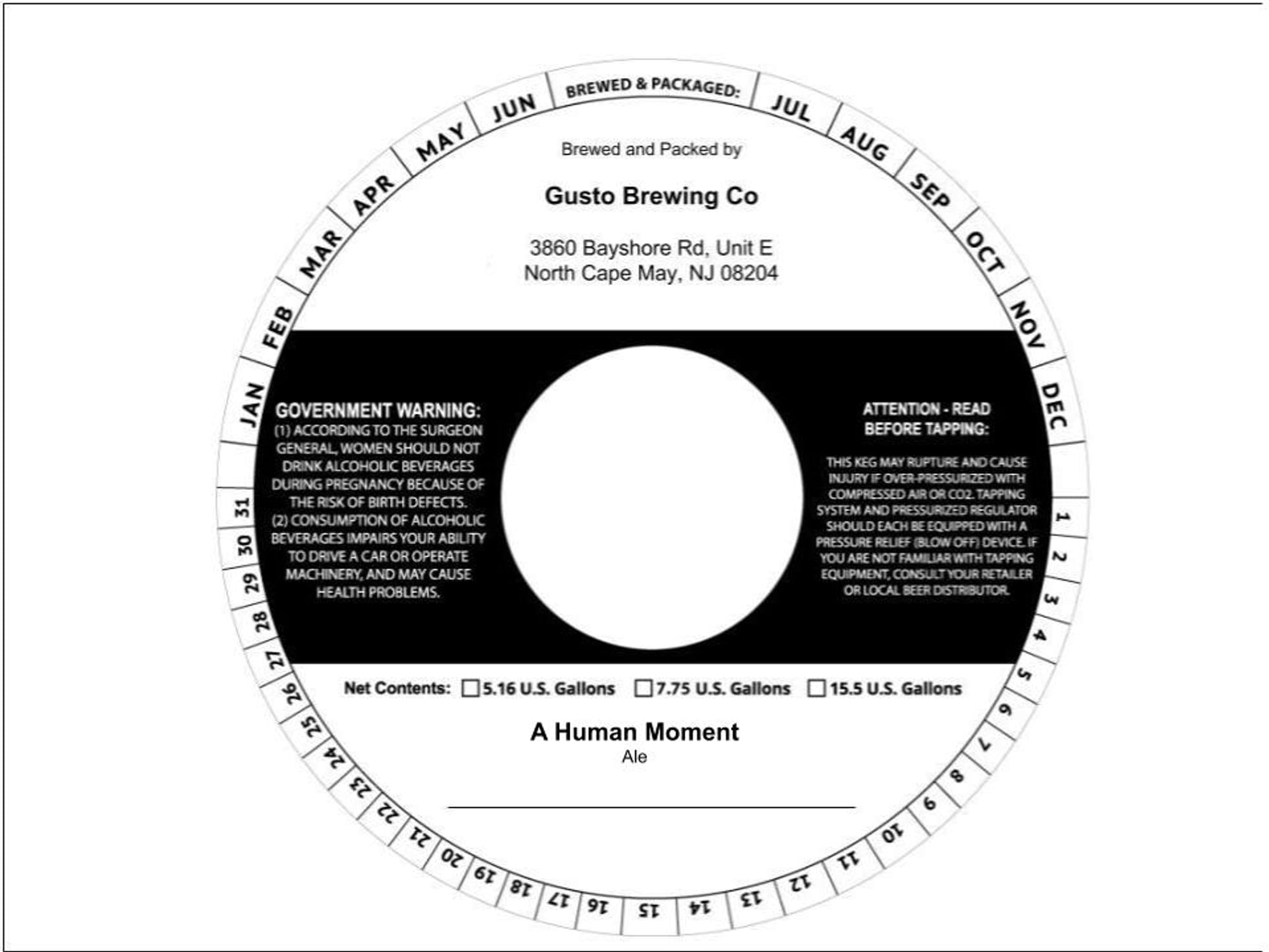 A Human Moment by Gusto Brewing Co - beer label