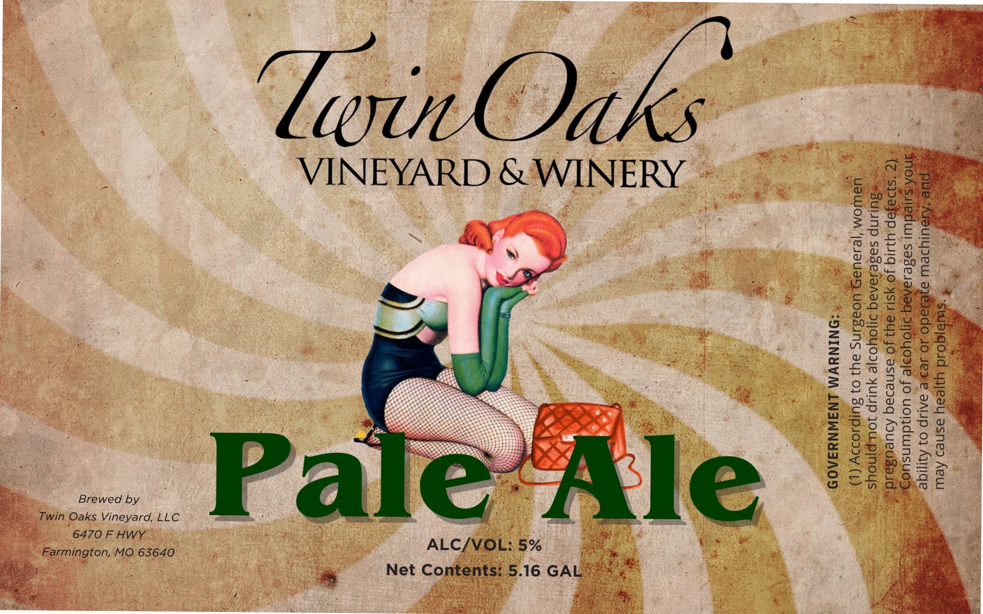 Pale Ale by Twin Oaks Vineyard & Winery - beer label