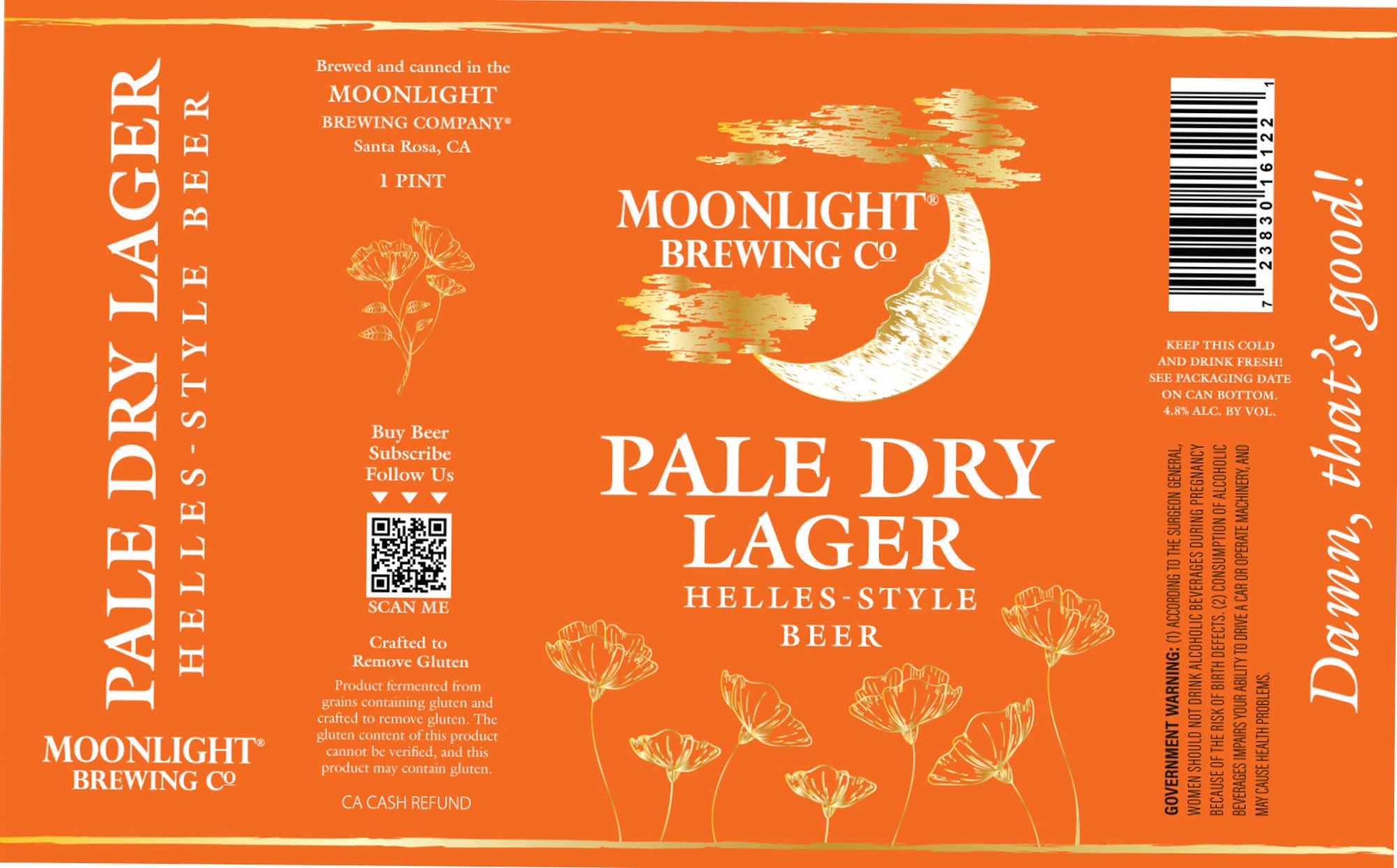 Pale Dry Lager by Moonlight Brewing Co. - beer label