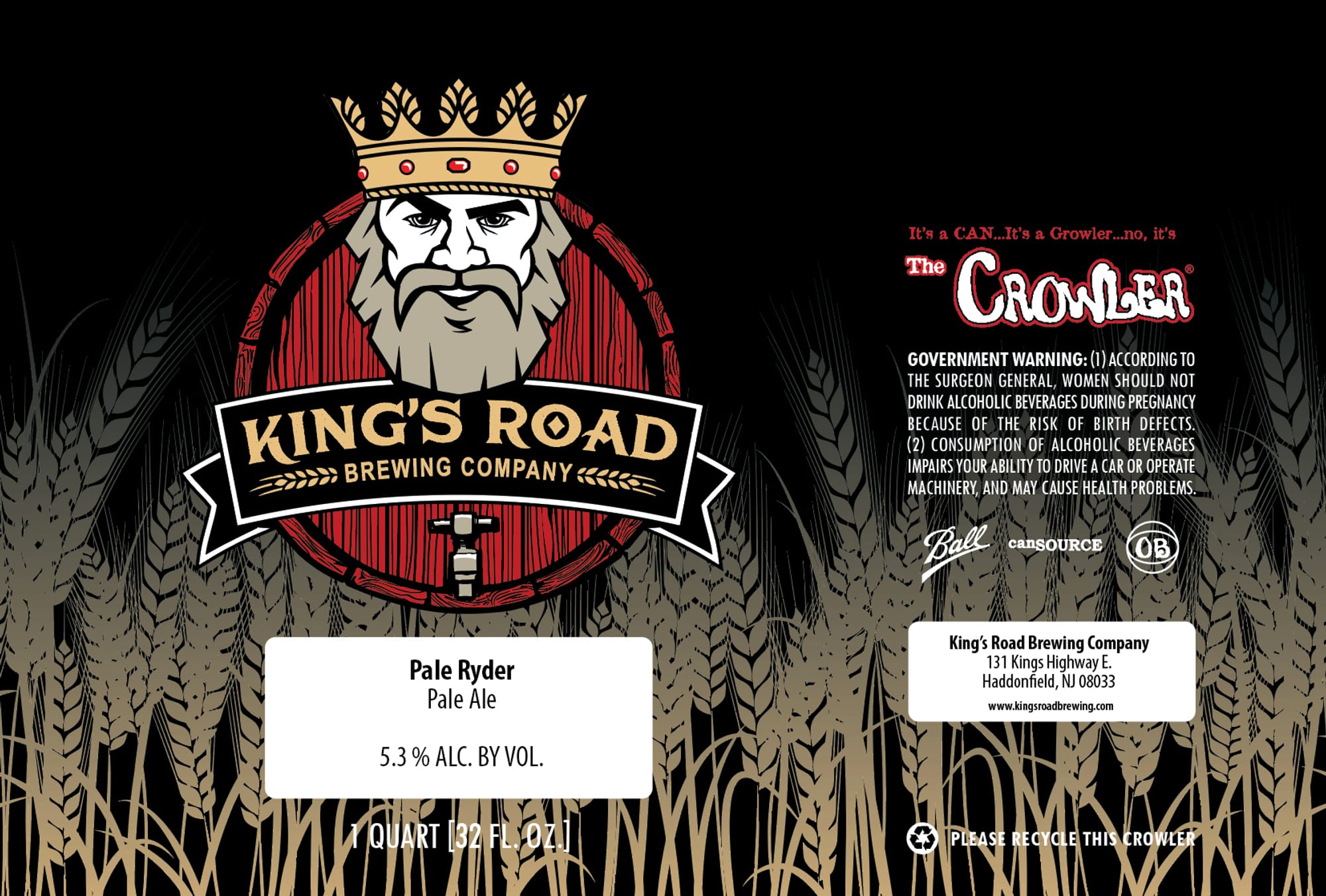 Pale Ryder by King’s Road Brewing Company - beer label