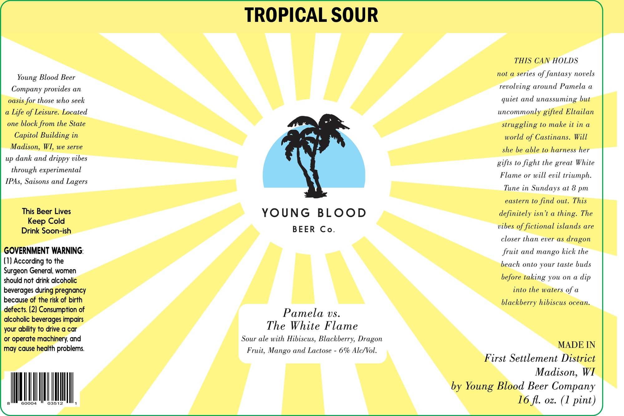 Pamela vs. The White Flame by Young Blood Beer Co. - beer label