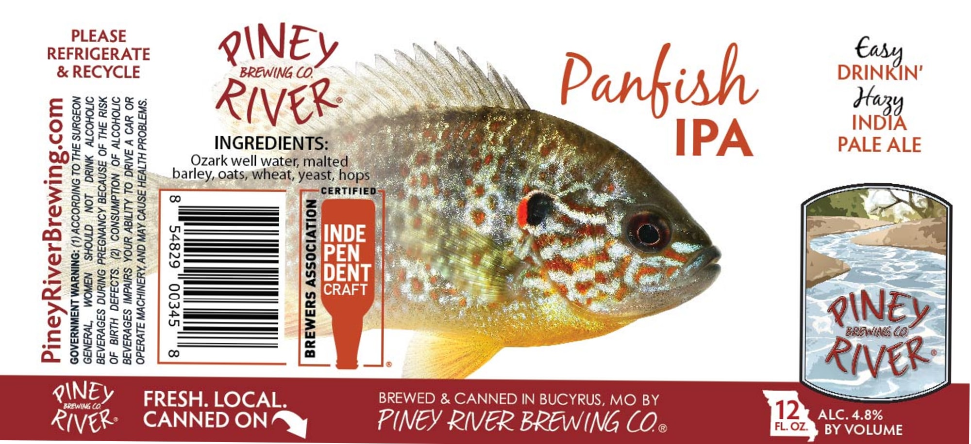 Panfish IPA by Piney River Brewing Co. - beer label