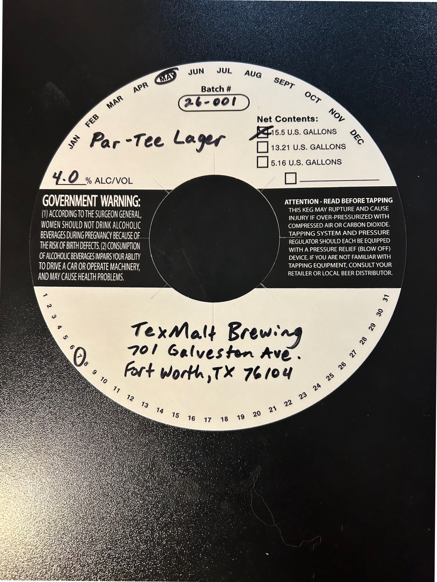 Par-Tee Lager by TexMalt Brewing - beer label