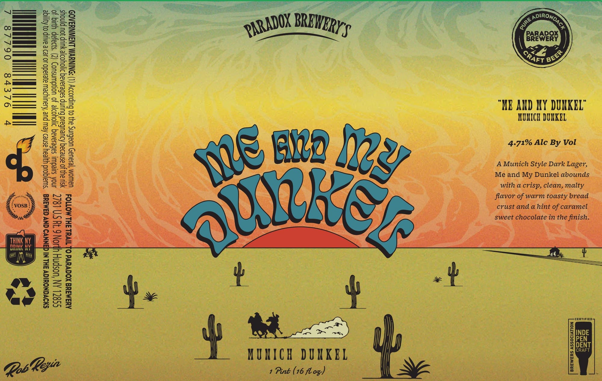 Me and My Dunkel by Paradox Brewery - beer label