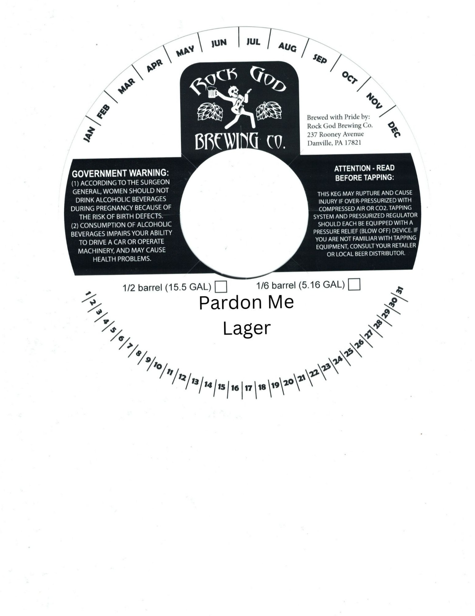 Pardon Me by Rock God Brewing Co. - beer label