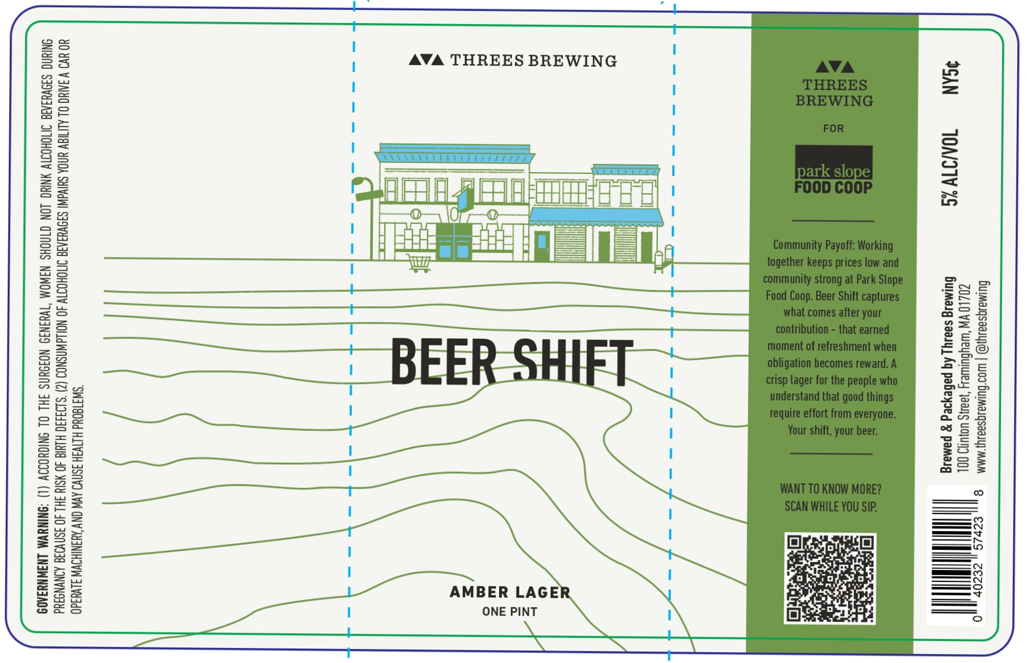 Park Slope Food Coop “Beer Shift” by Threes Brewing - beer label