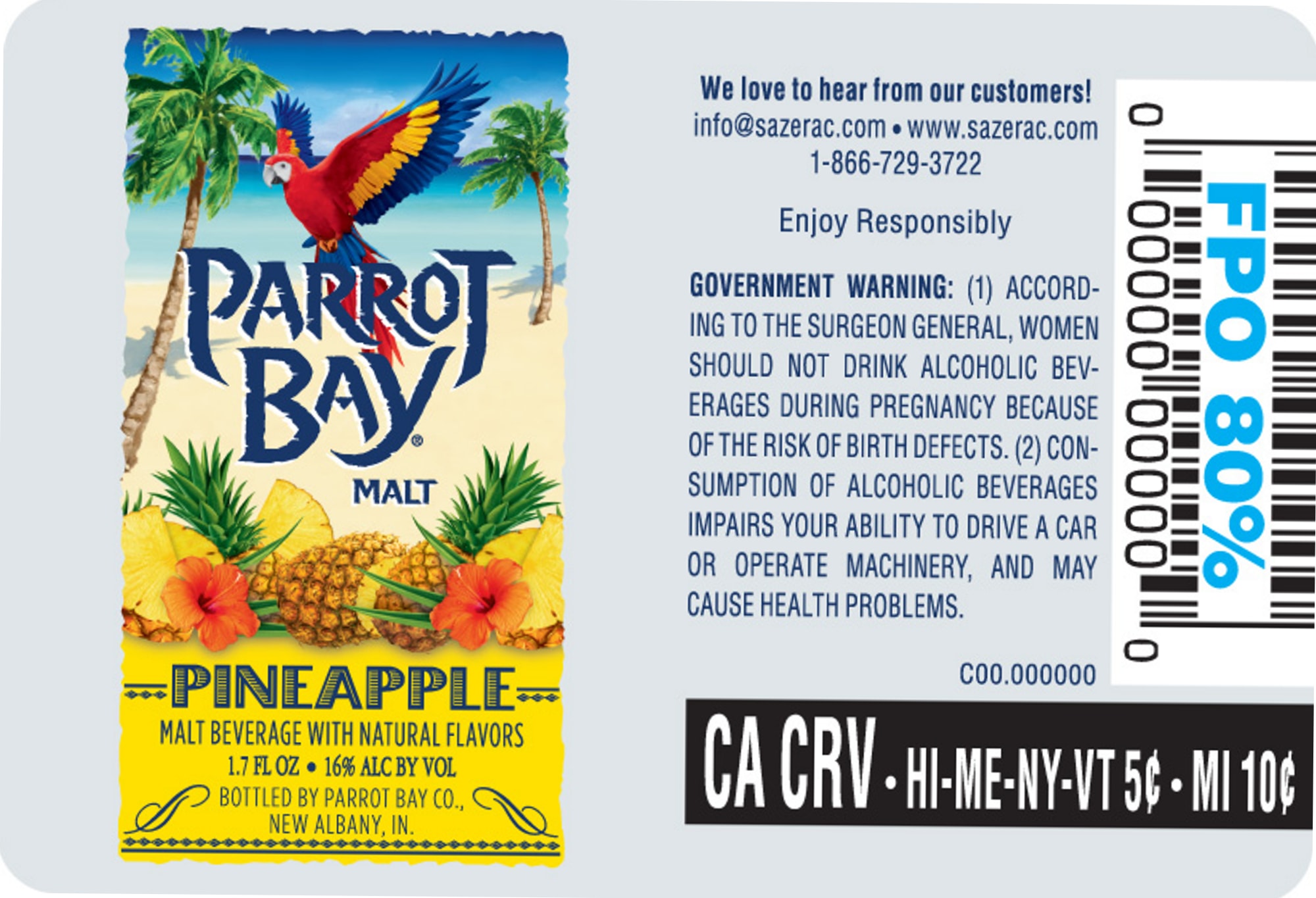Parrot Bay Pineapple by Parrot Bay Co. - beer label