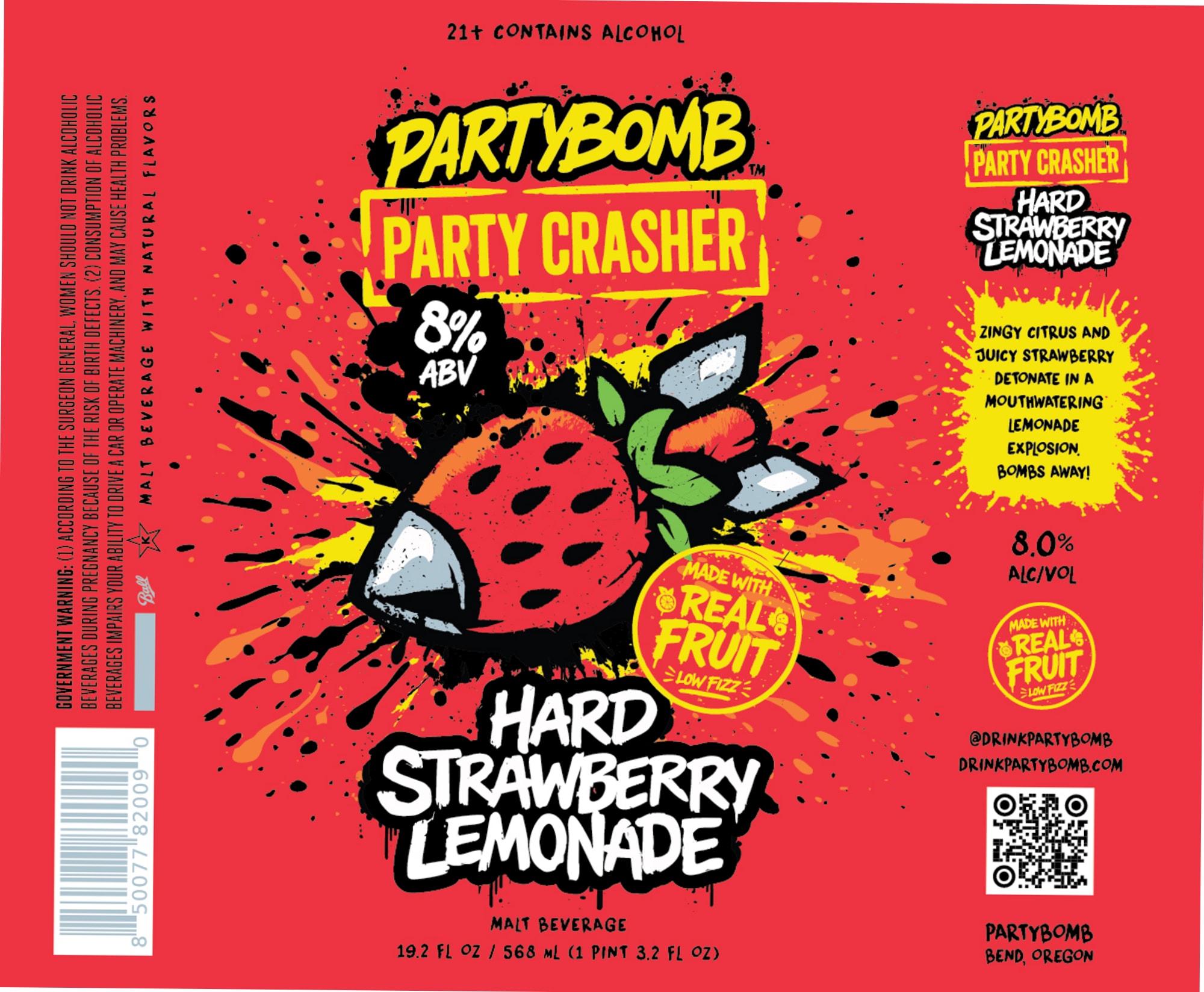 Party Crasher Strawberry Lemonade by PartyBomb - beer label