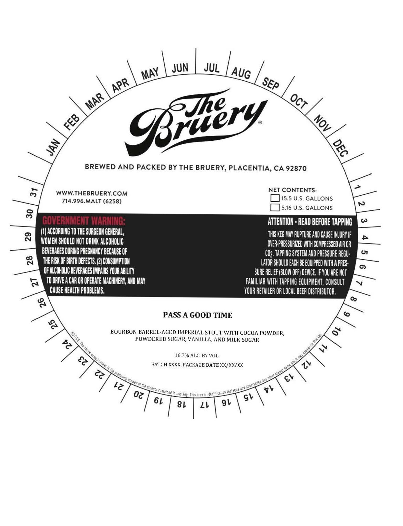 Pass a Good Time by The Bruery - beer label