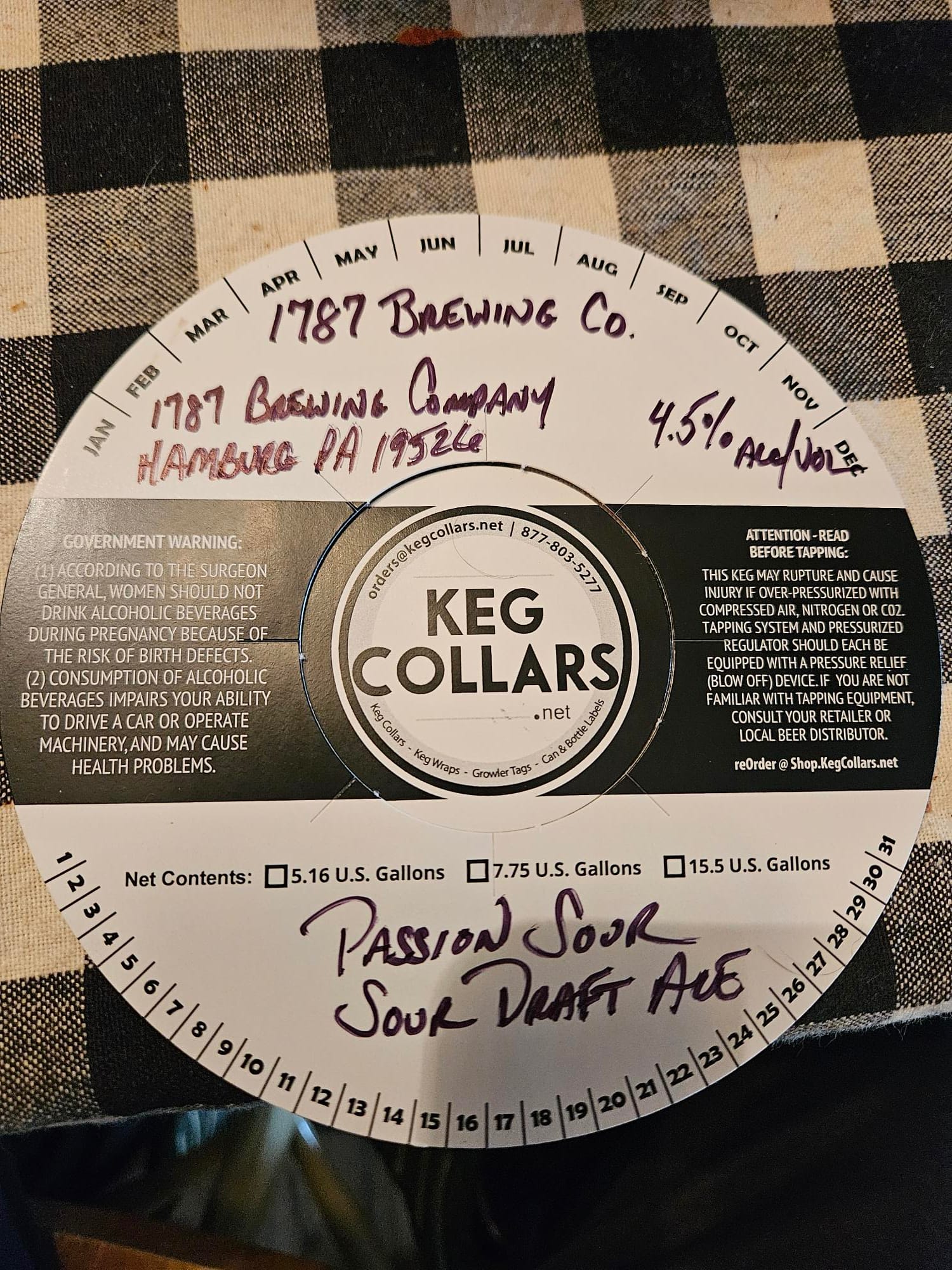 Passion Sour by 1787 Brewing Co. - beer label