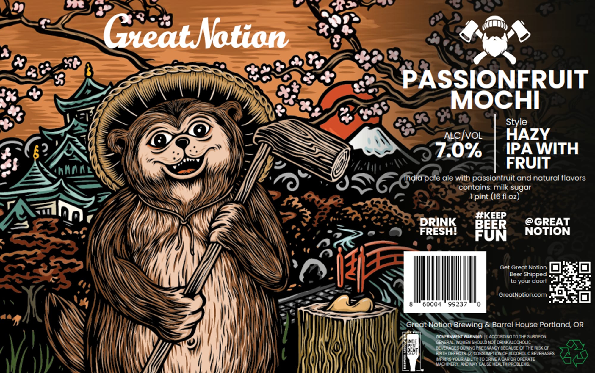 Passionfruit Mochi by Great Notion Brewing & Barrel House - beer label