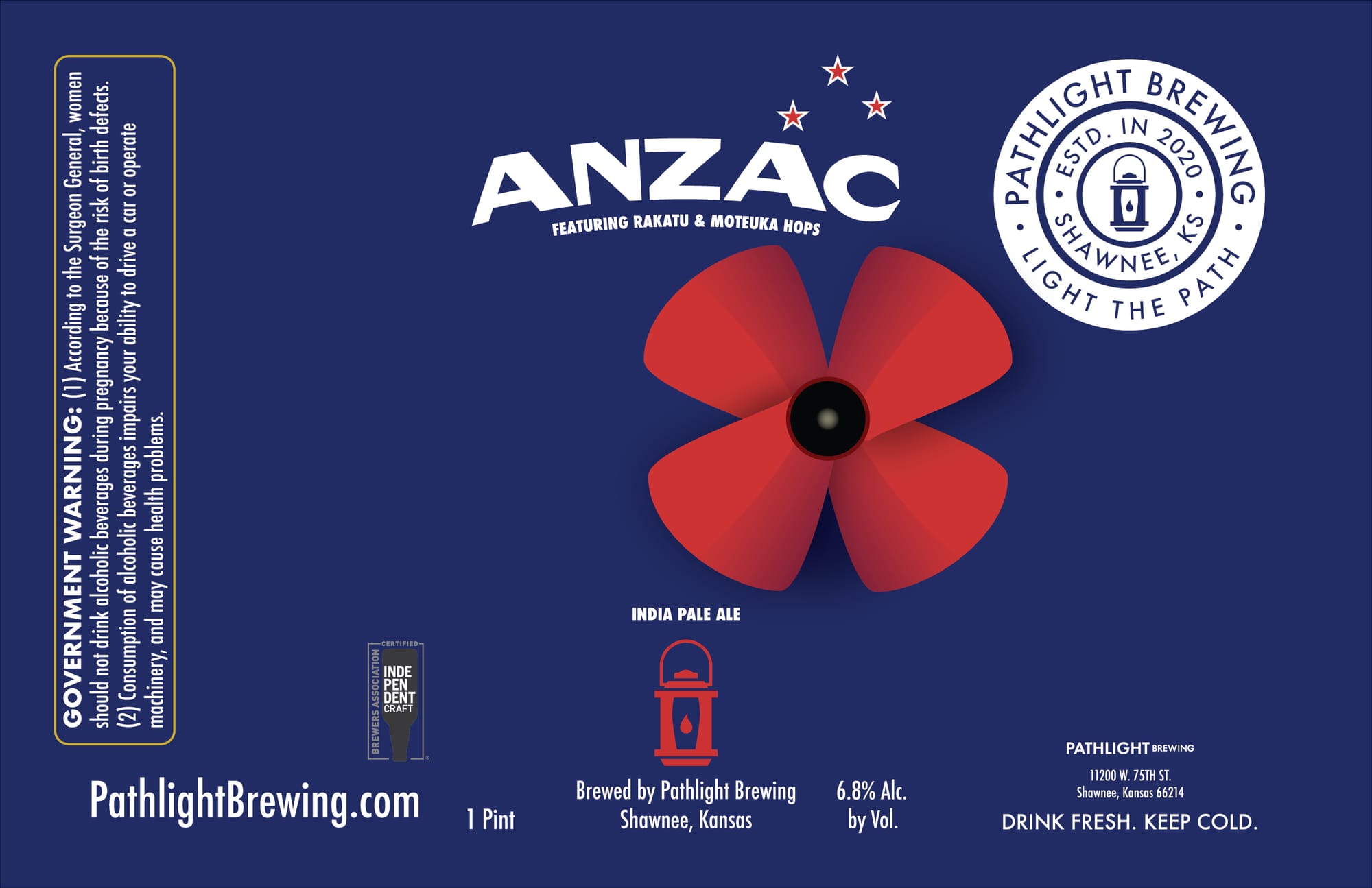Anzac India Pale Ale by Pathlight Brewing - beer label