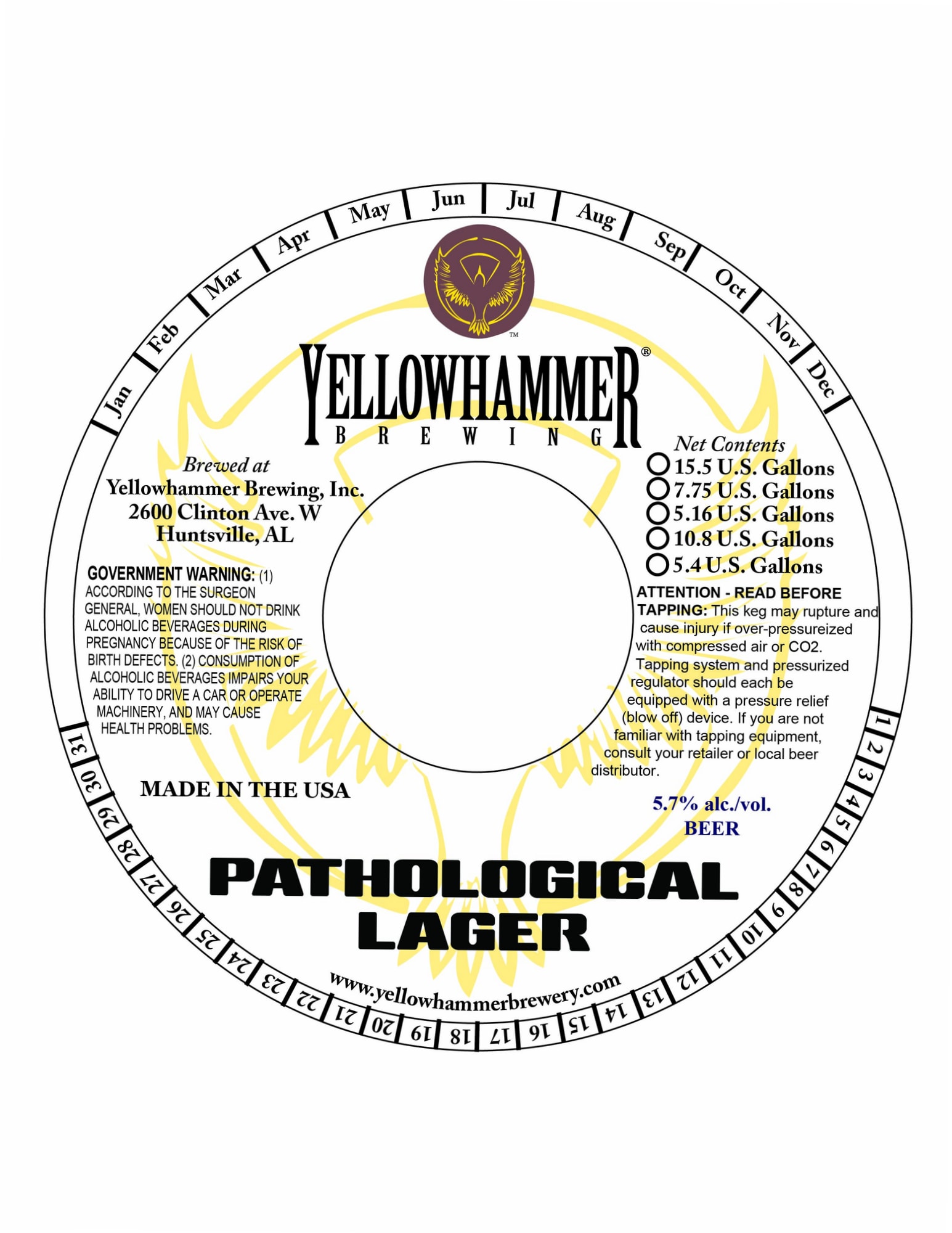 Pathological Lager by Yellowhammer Brewing - beer label