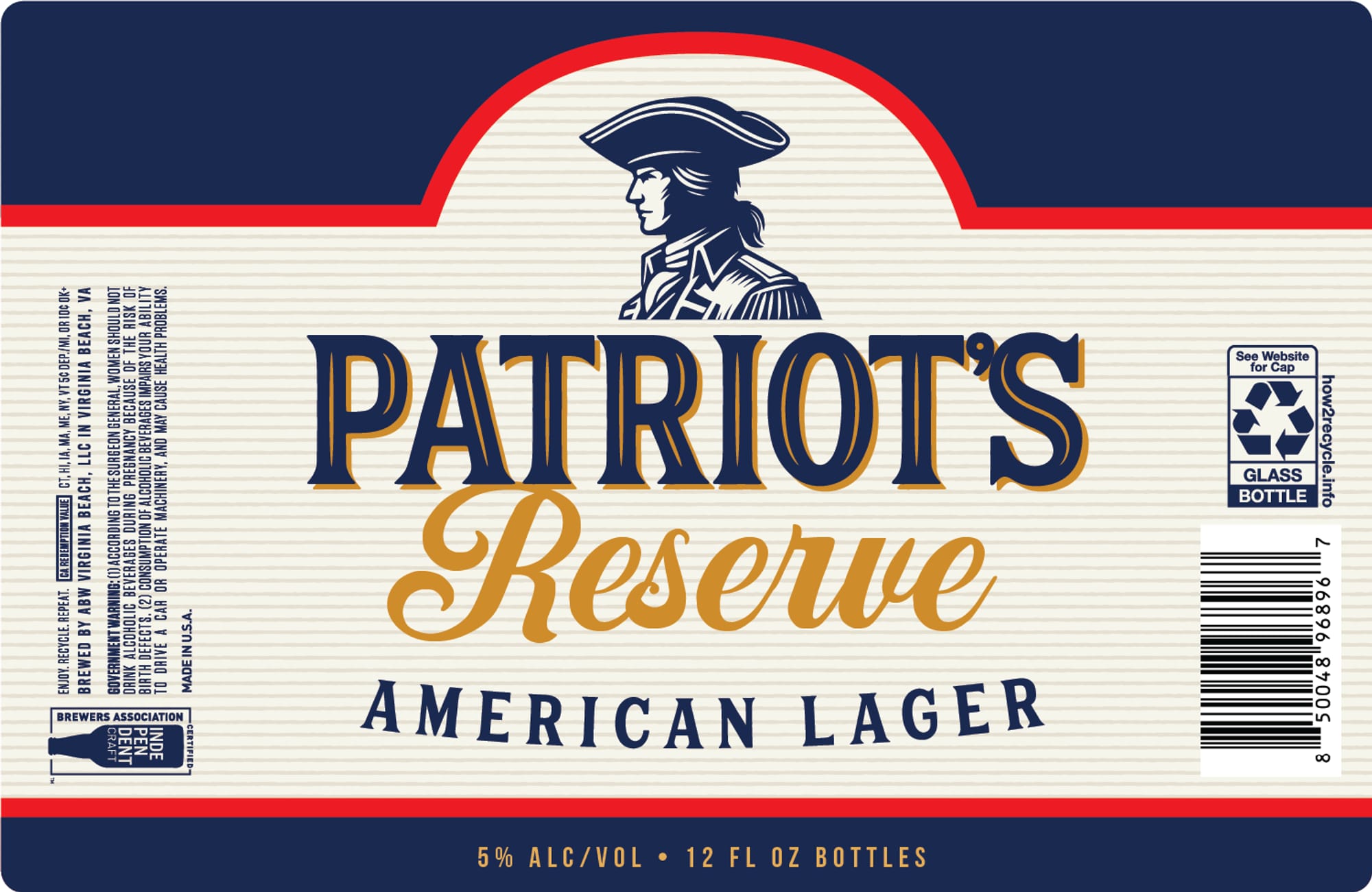 Patriot’s Reserve American Lager by Anheuser-Busch - beer label