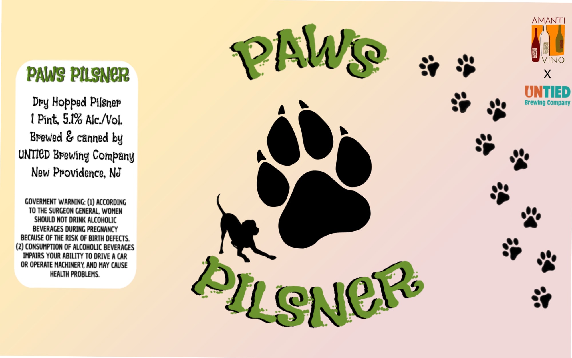 Paws Pilsner by Untied Brewing Company - beer label