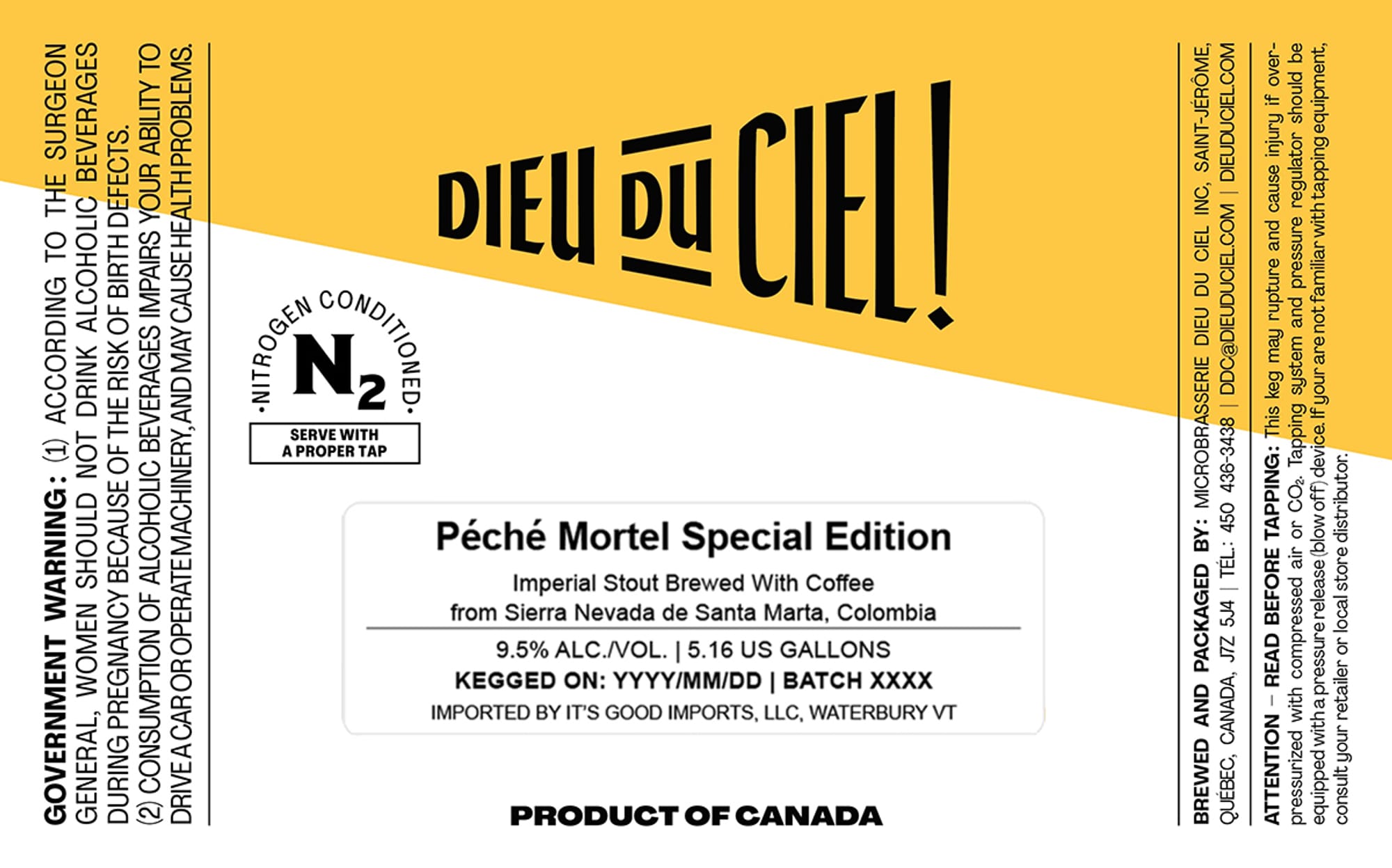 Pêché Mortel Special Edition by Dieu du Ciel! - beer label